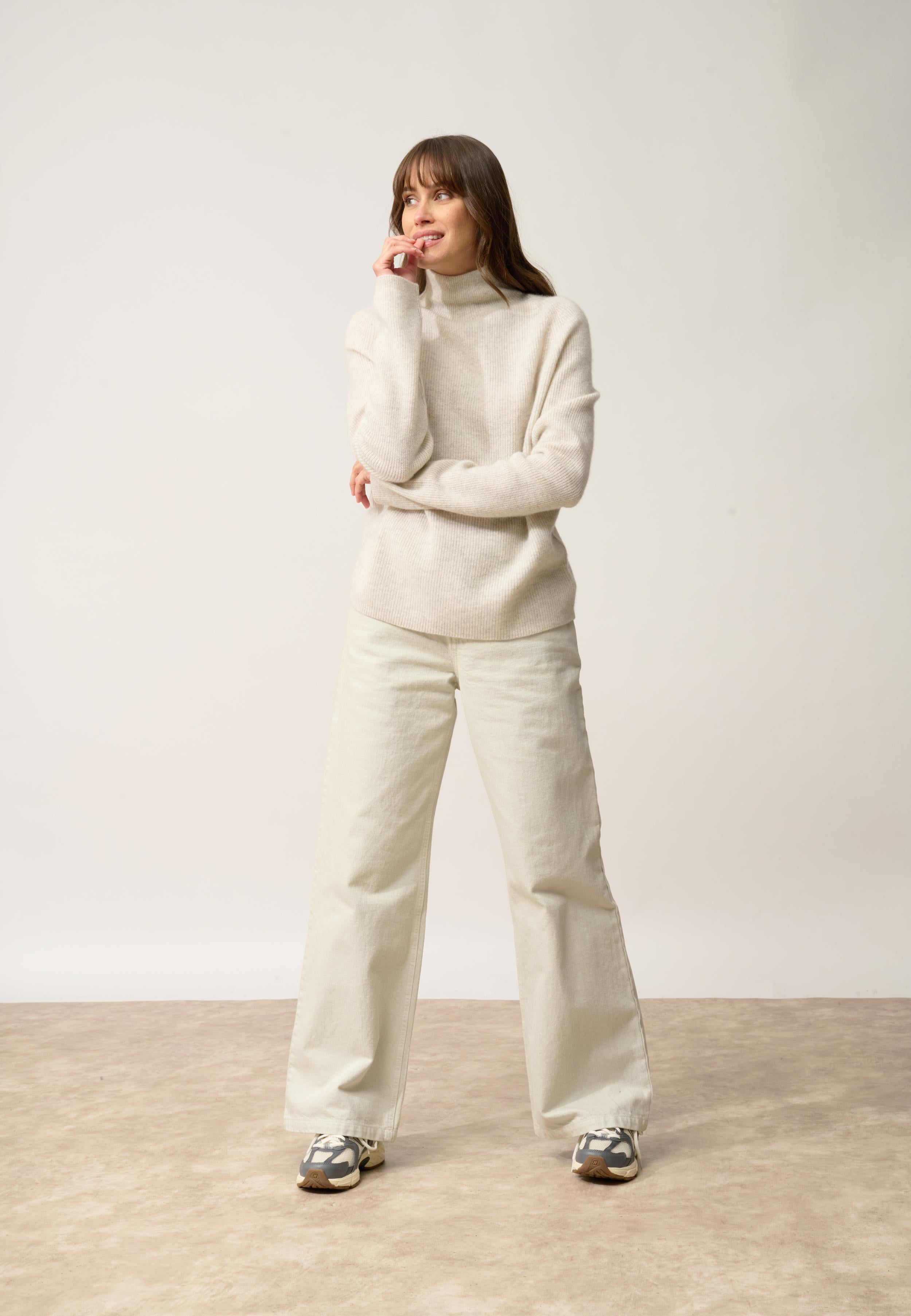 ALYSSA pull col montant gris perle chiné