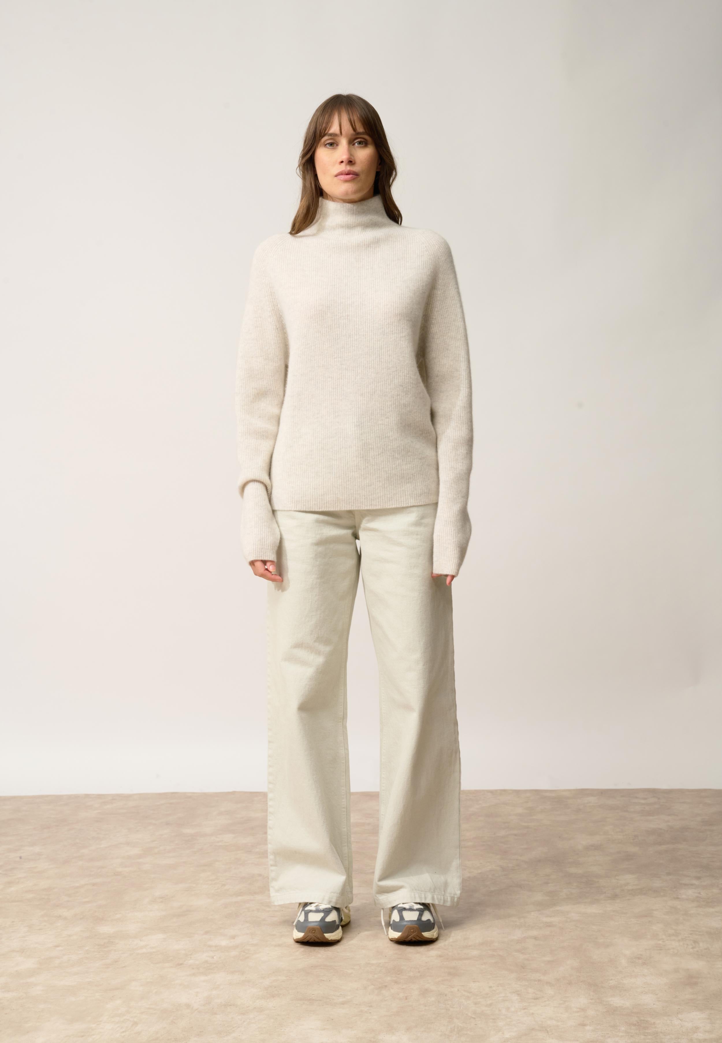 ALYSSA pull col montant gris perle chiné