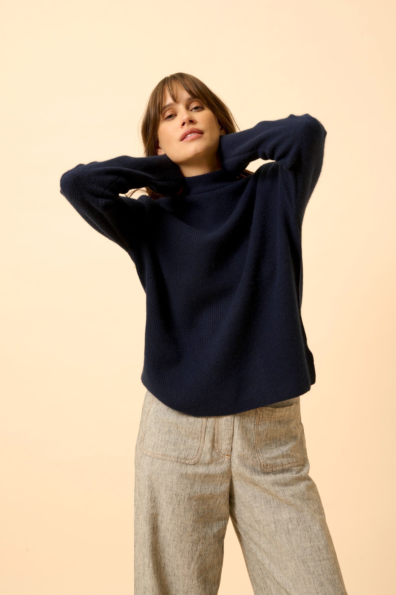 ALYSSA navy turtleneck sweater