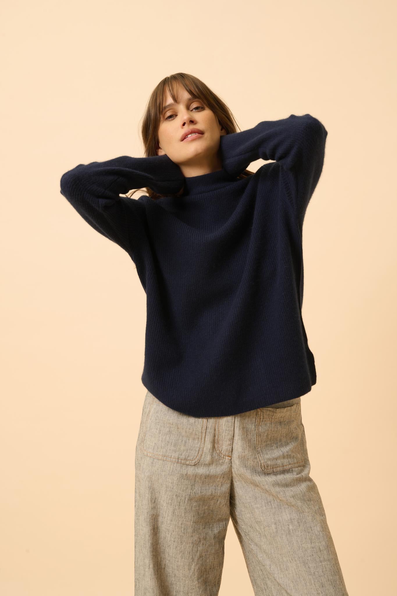 ALYSSA pull col montant navy