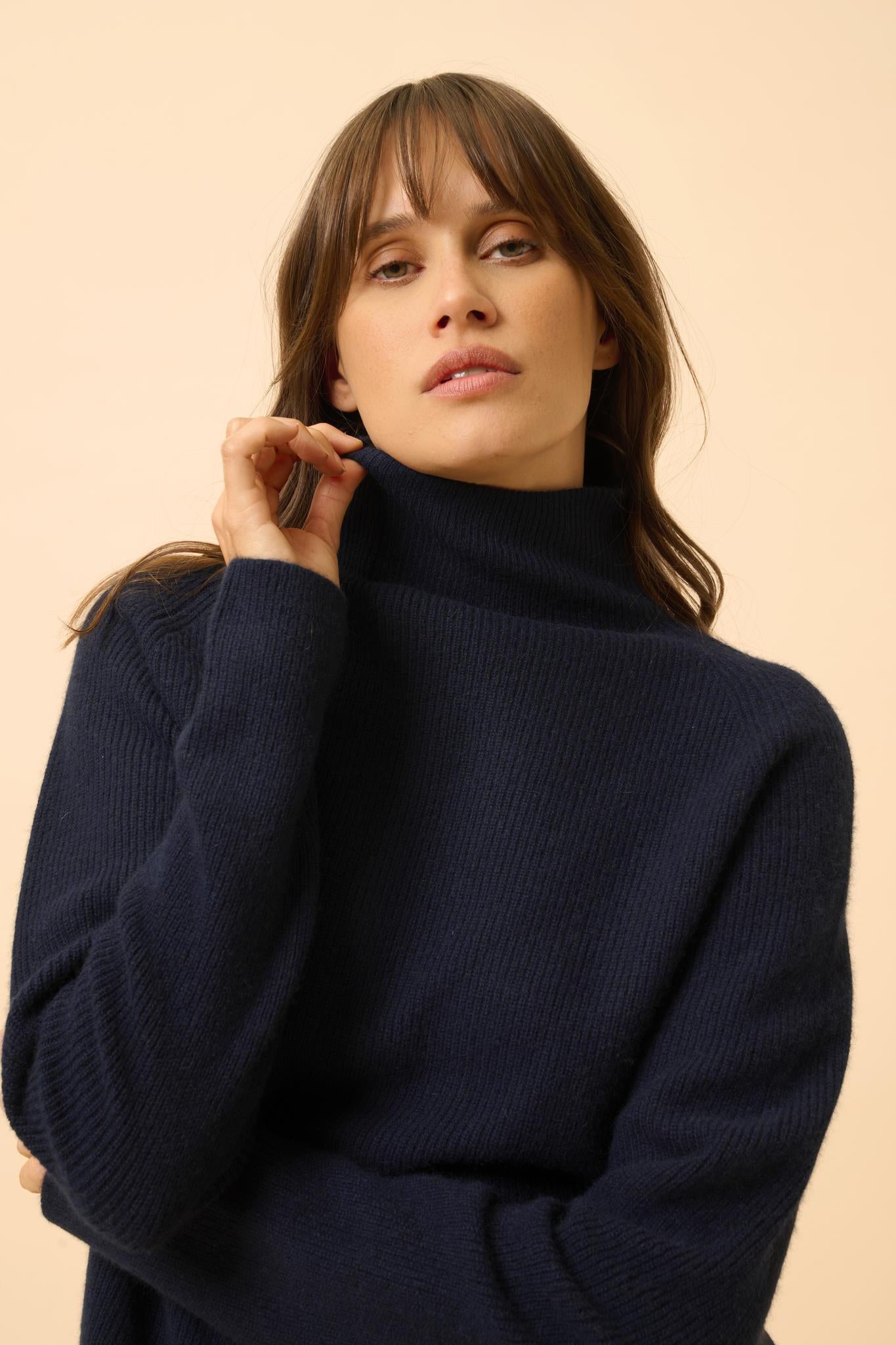 ALYSSA pull col montant navy