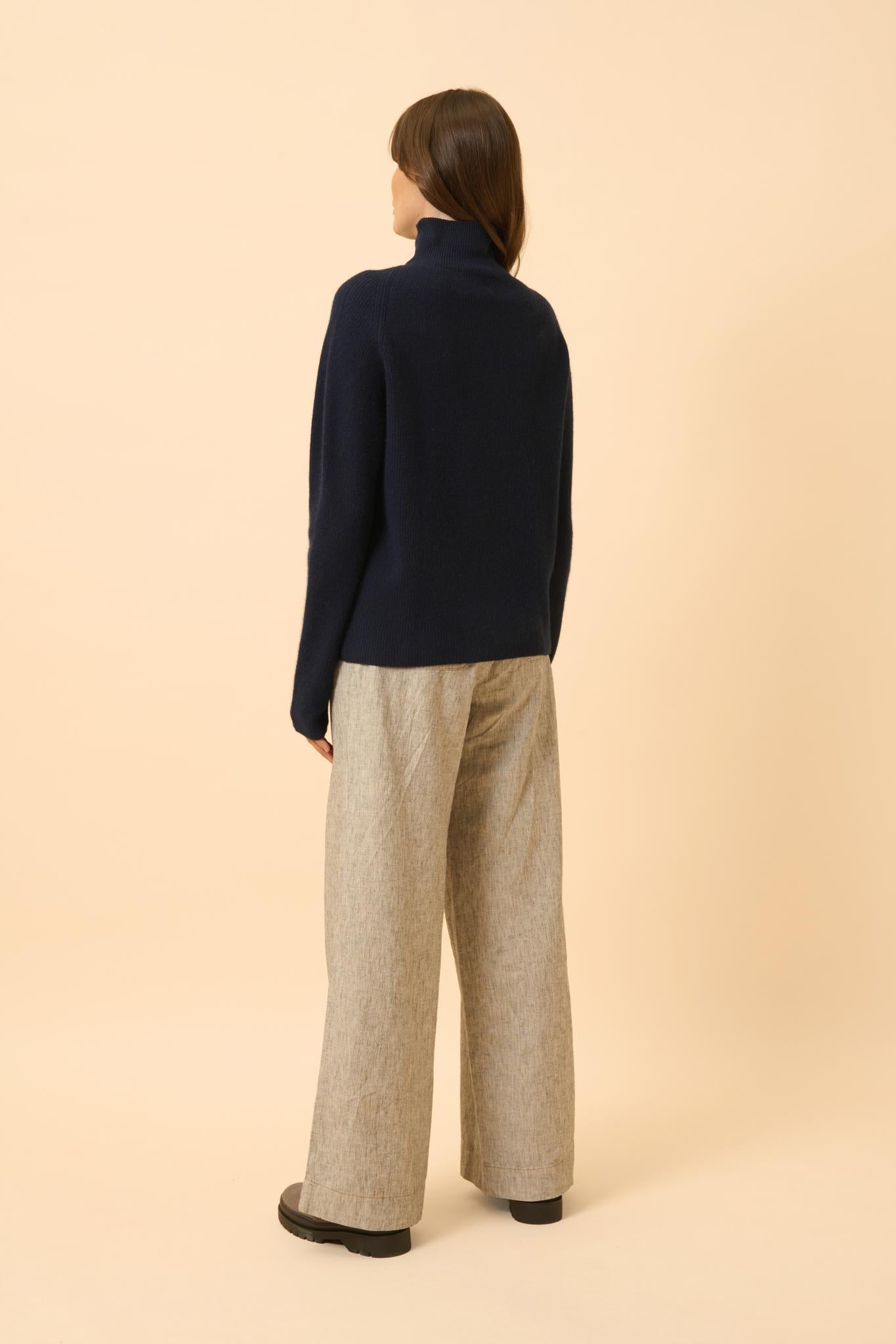 ALYSSA pull col montant navy