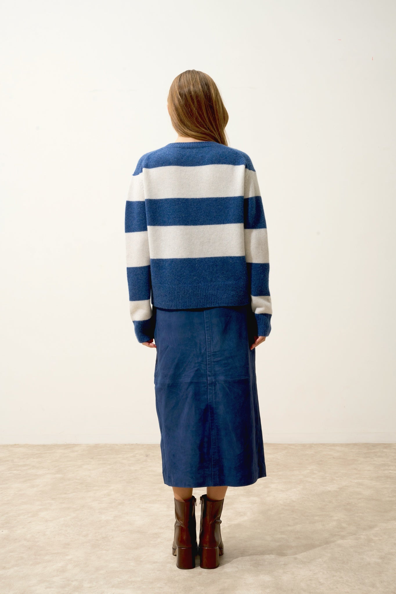 AMARANTE pull col rond 6 fils bi-color blanc chiné/ocean chiné