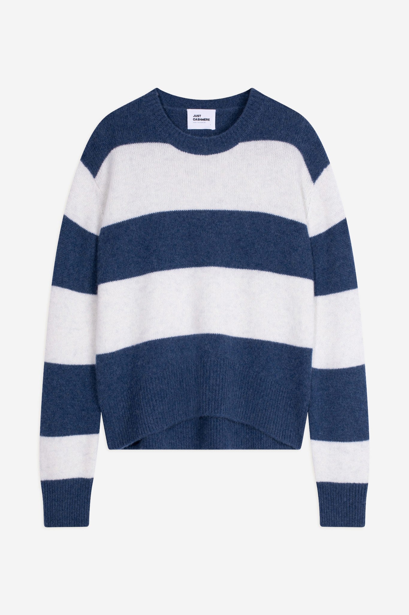 amarante pull col rond 6 fils bi-color blanc chiné/ocean chiné