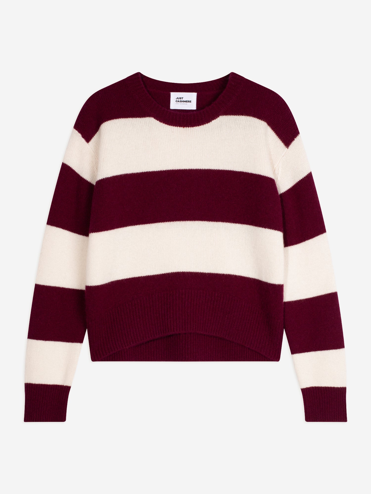 AMARANTE pull col rond 6 fils bi-color bordeaux/ivoire