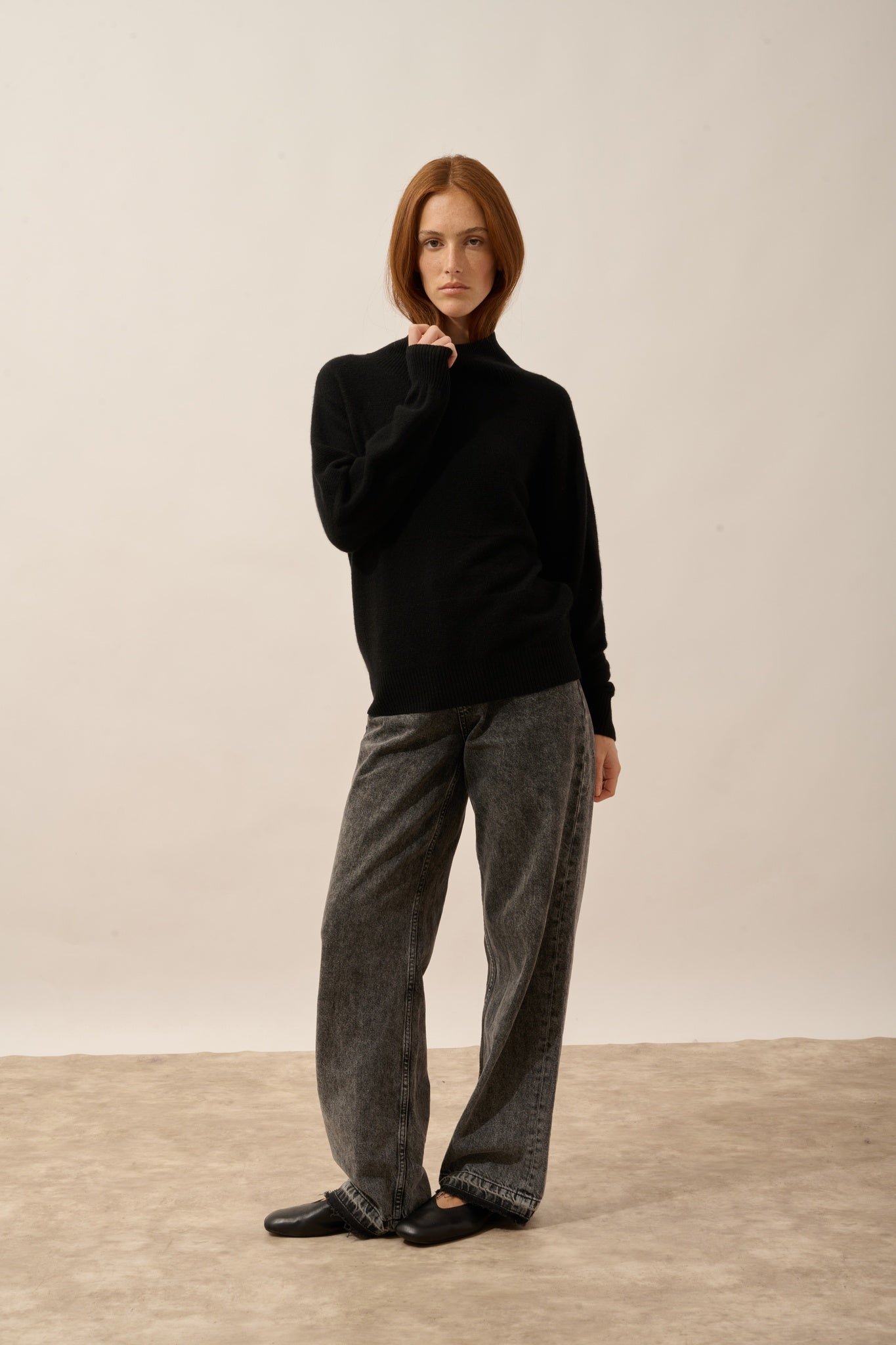 AMBER pull col montant bi-color noir