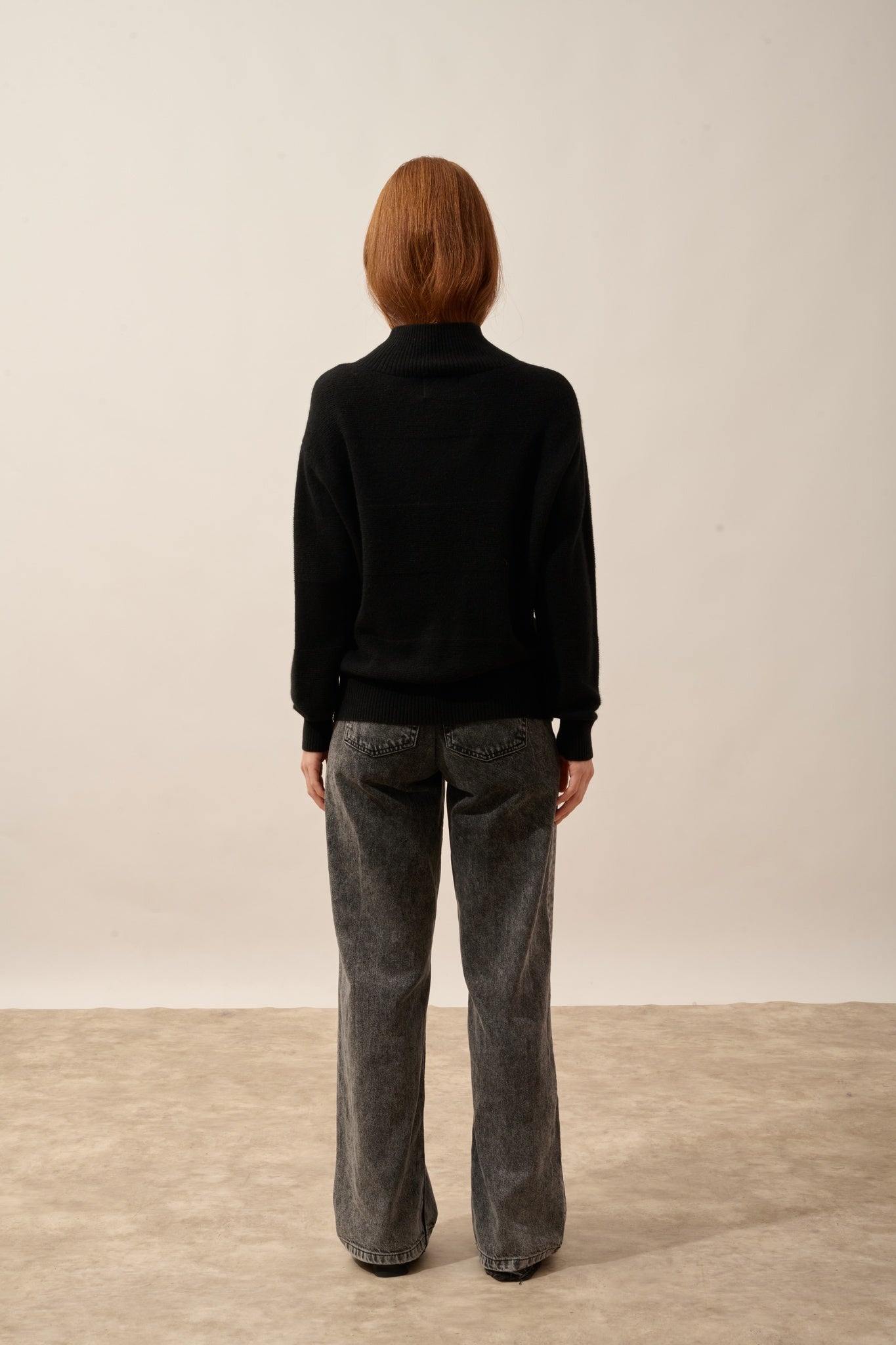 AMBER pull col montant bi-color noir