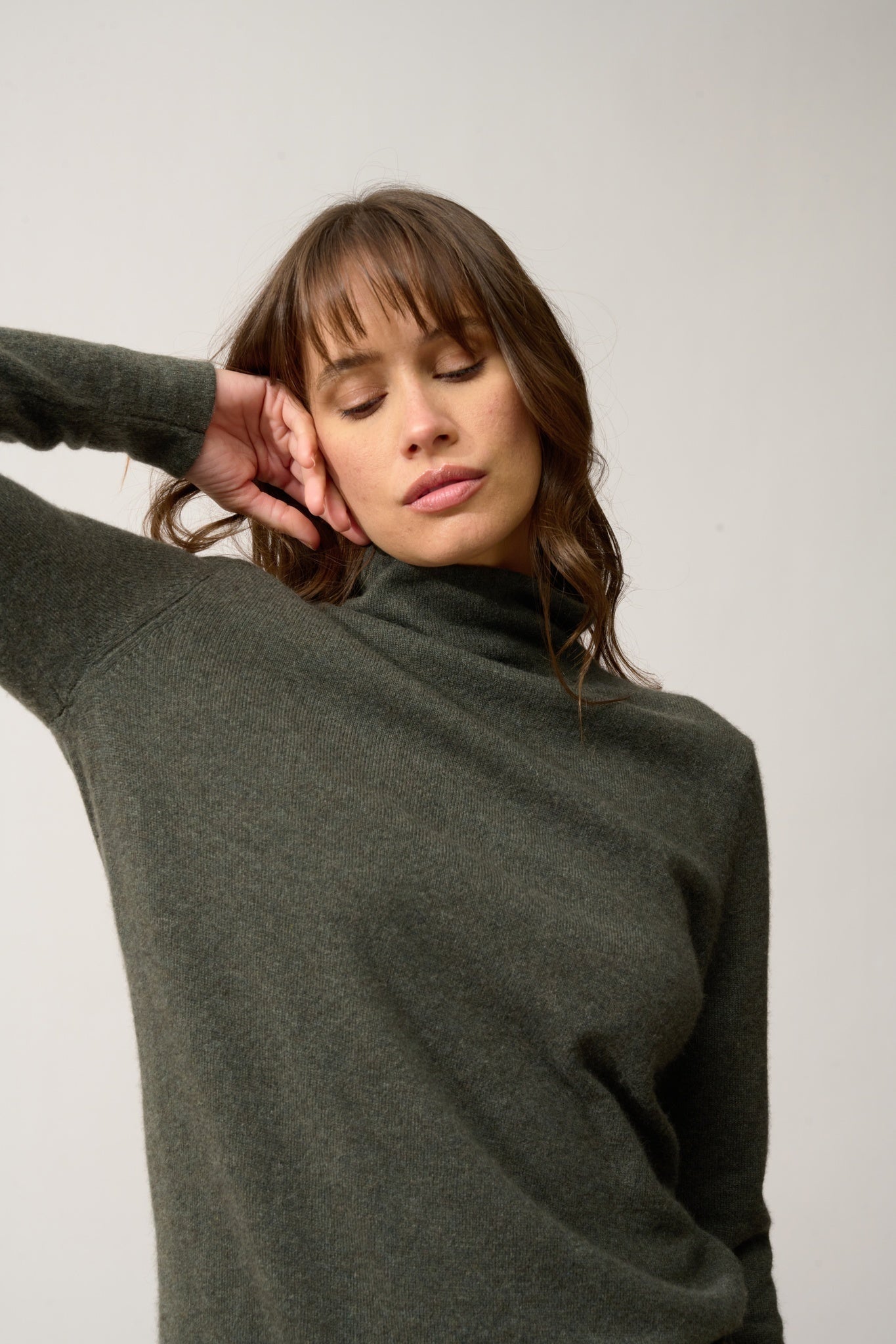 AMBRE high neck sweater khaki mottled