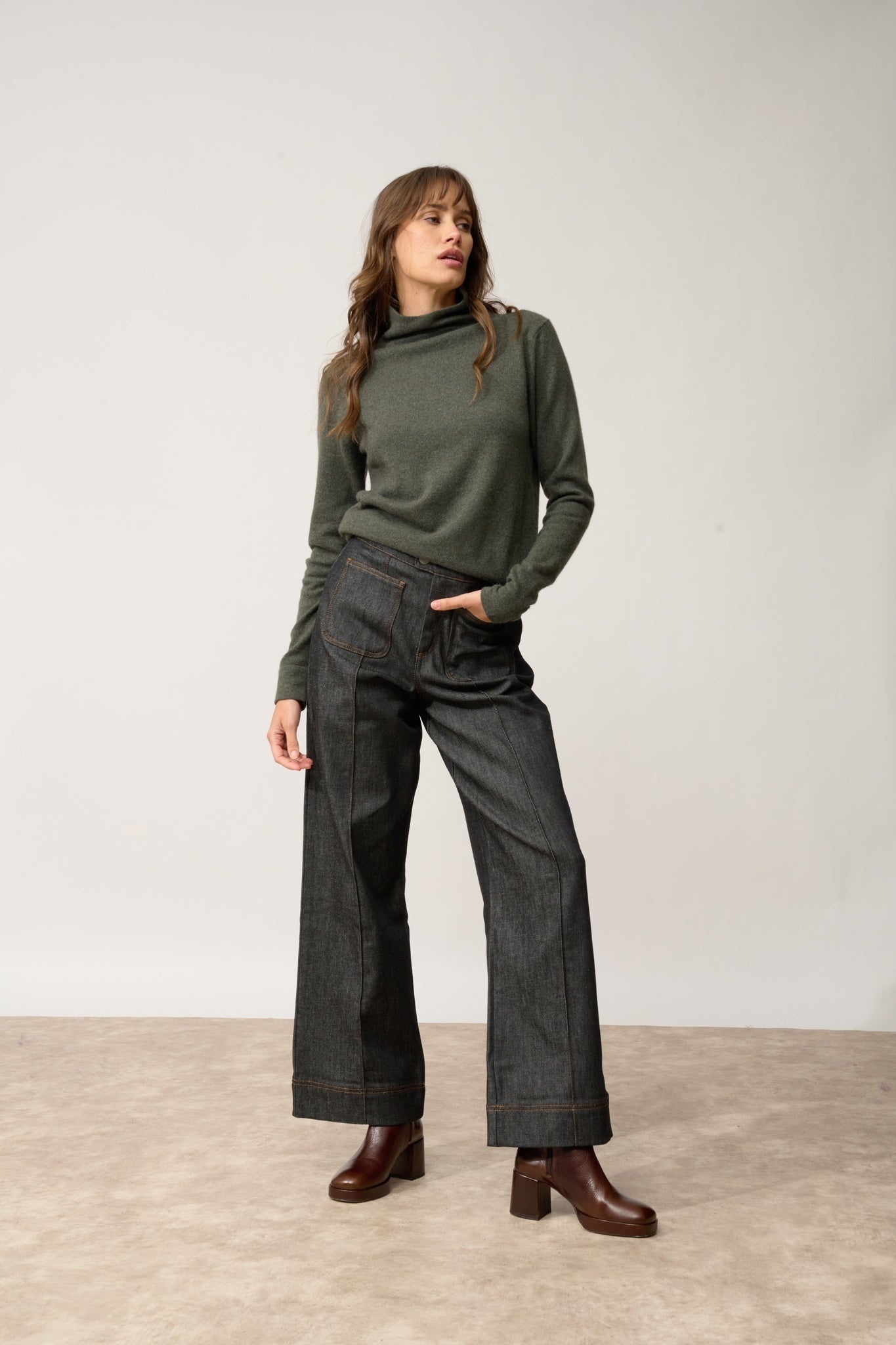 AMBRE high neck sweater khaki mottled