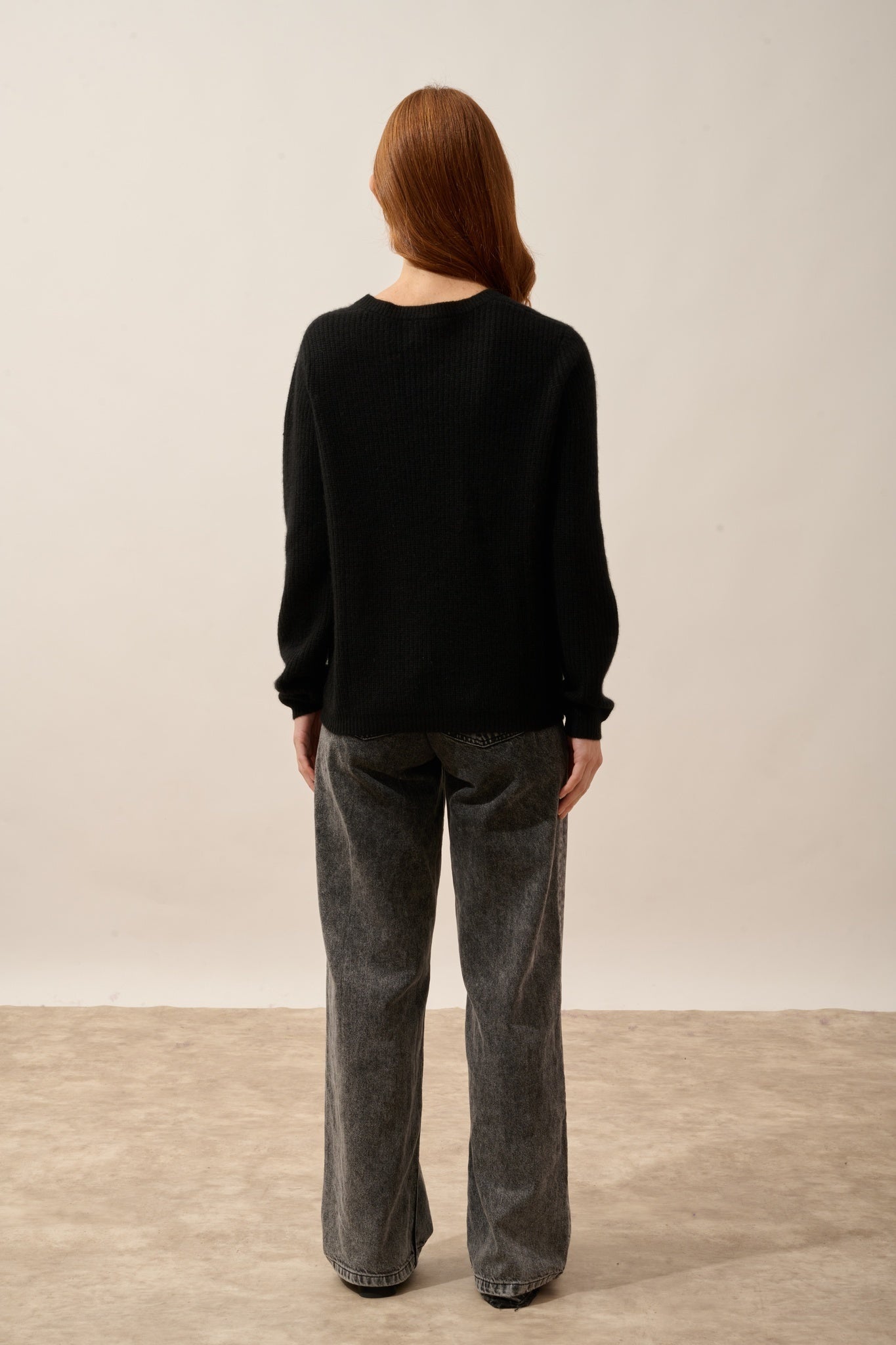 AMRITA pull col v 4 fils noir