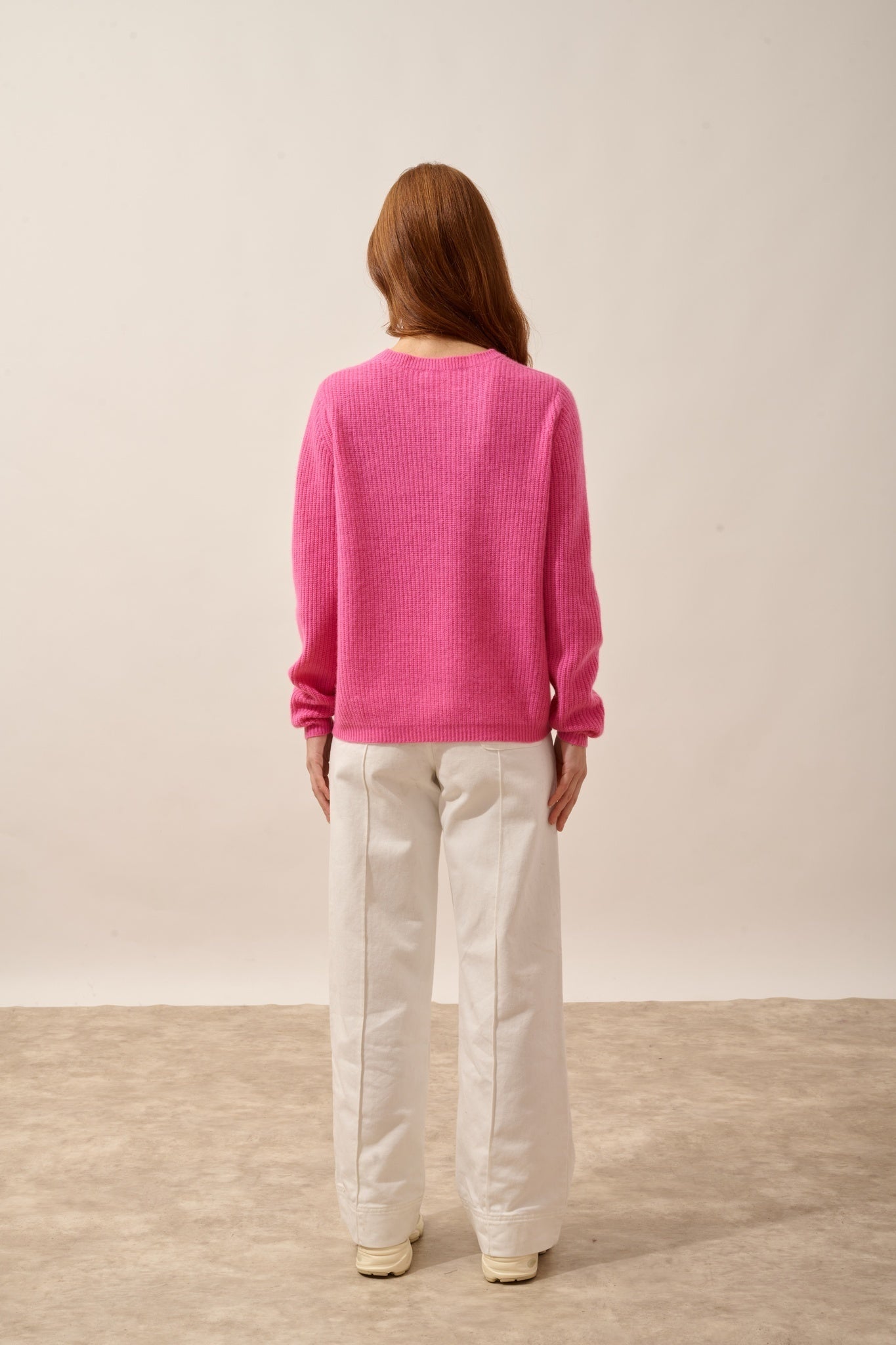 AMRITA pull col v 4 fils rose