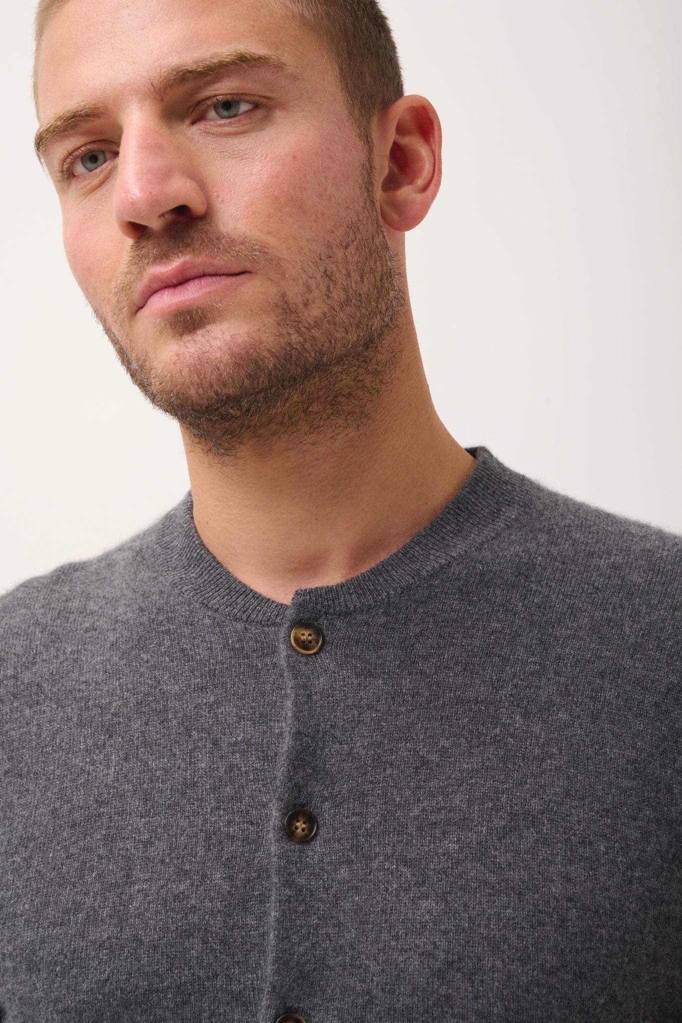 ANAIS cardigan col rond anthracite chiné