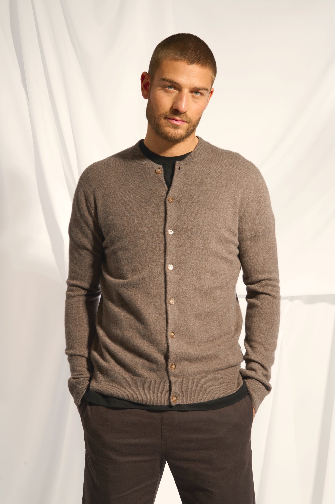 ANAIS cardigan col rond taupe chiné