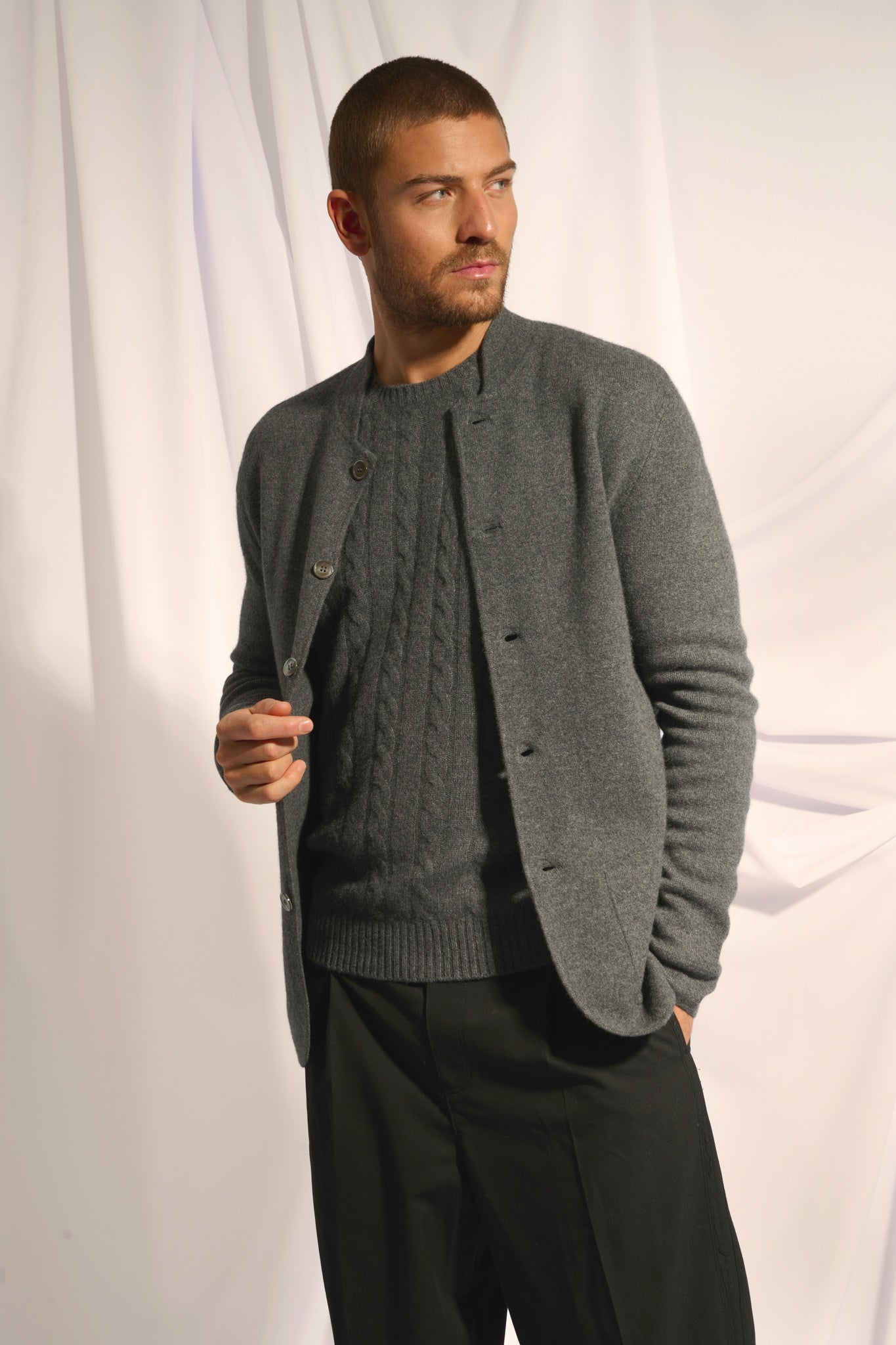 ANNA anthracite mottled collar jacket