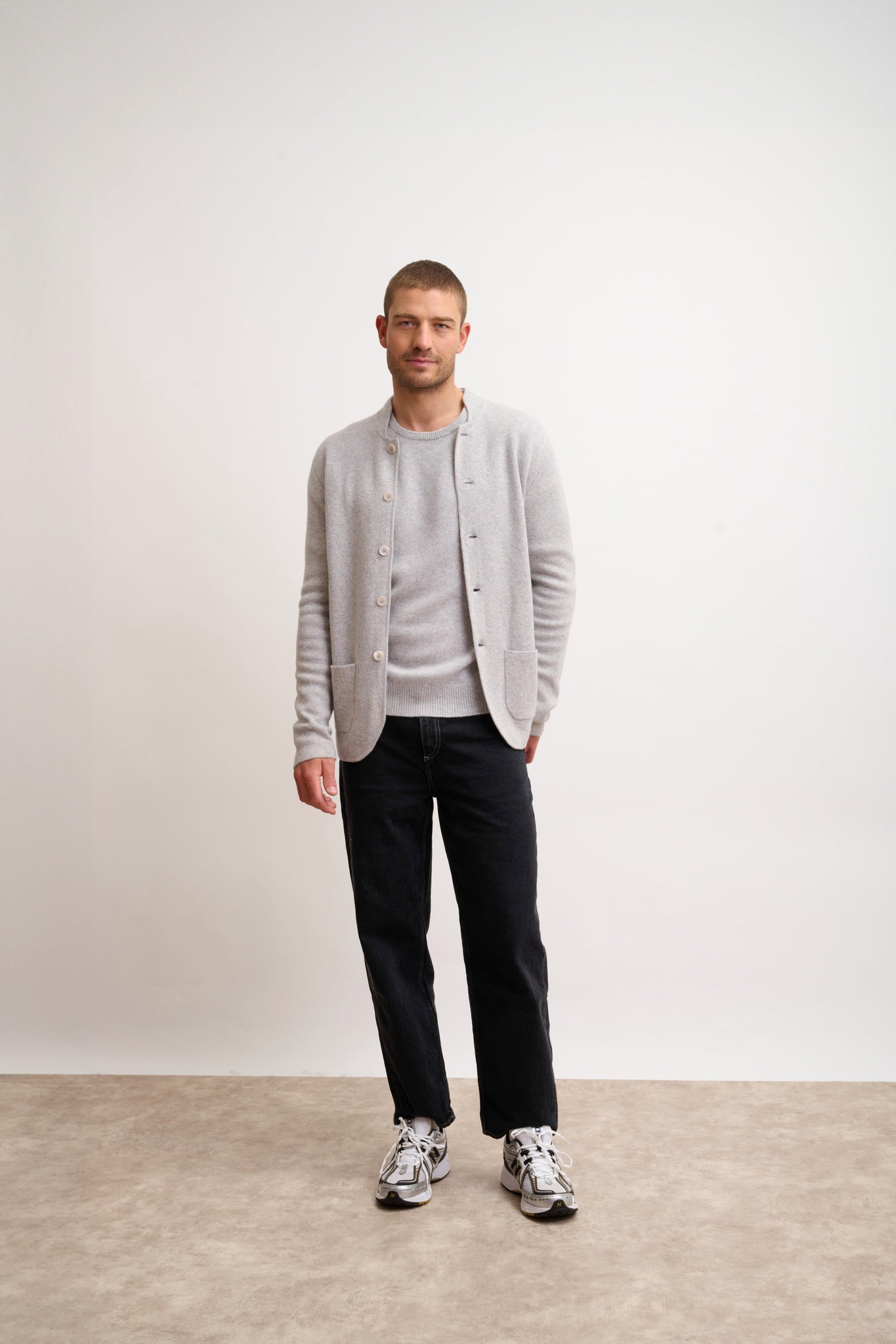 ANNA light gray marled mandarin collar jacket