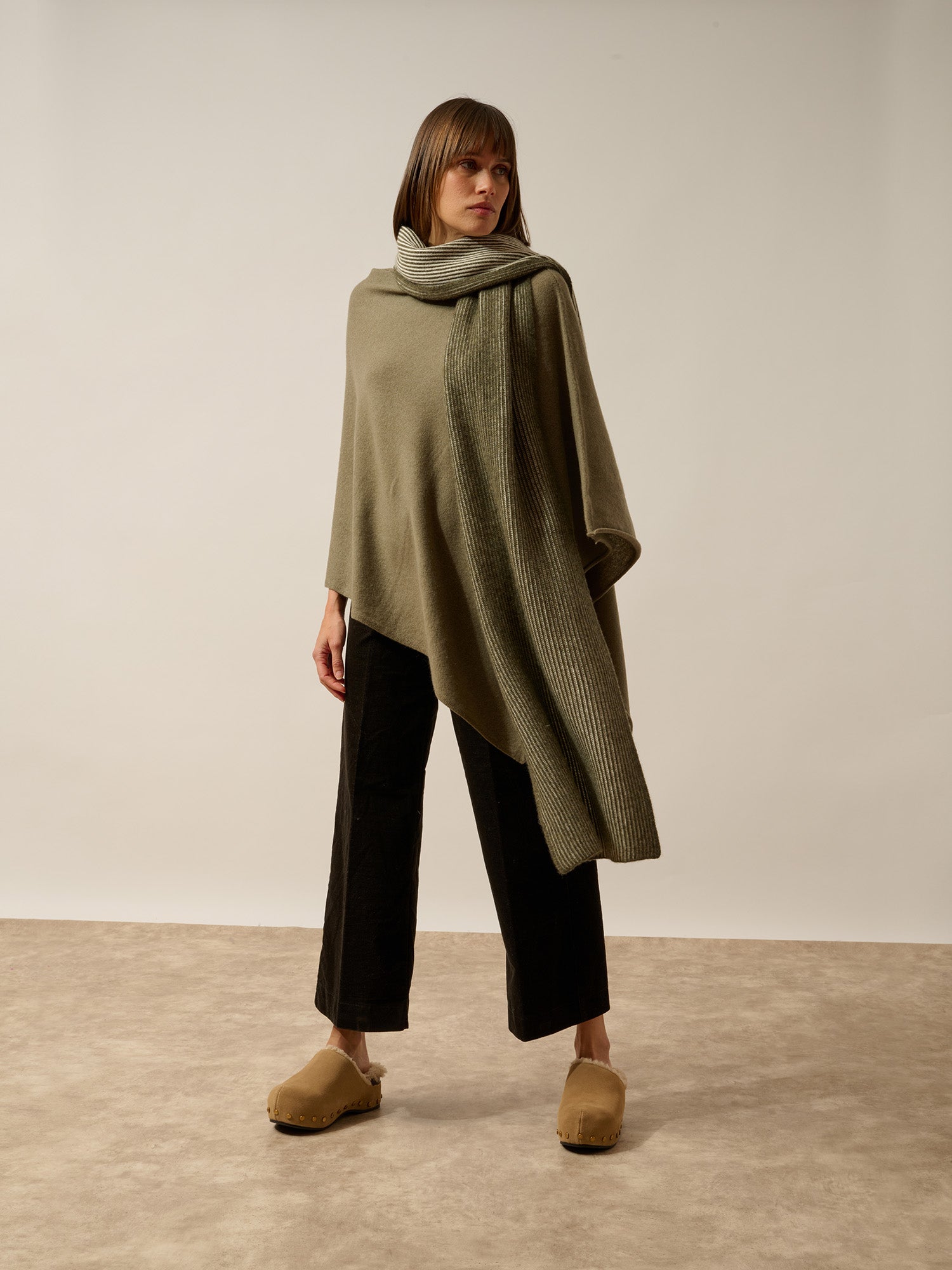 ANTONIO écharpe 4 fils army chiné_ivoire