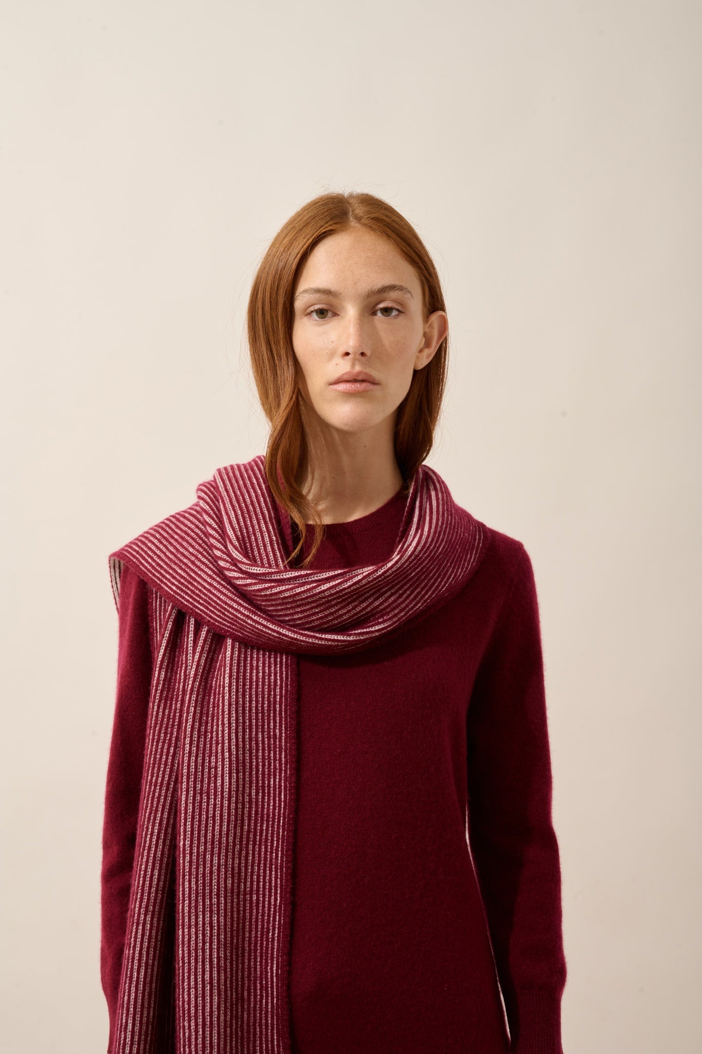 ANTONIO écharpe 4 fils bordeaux_ivoire