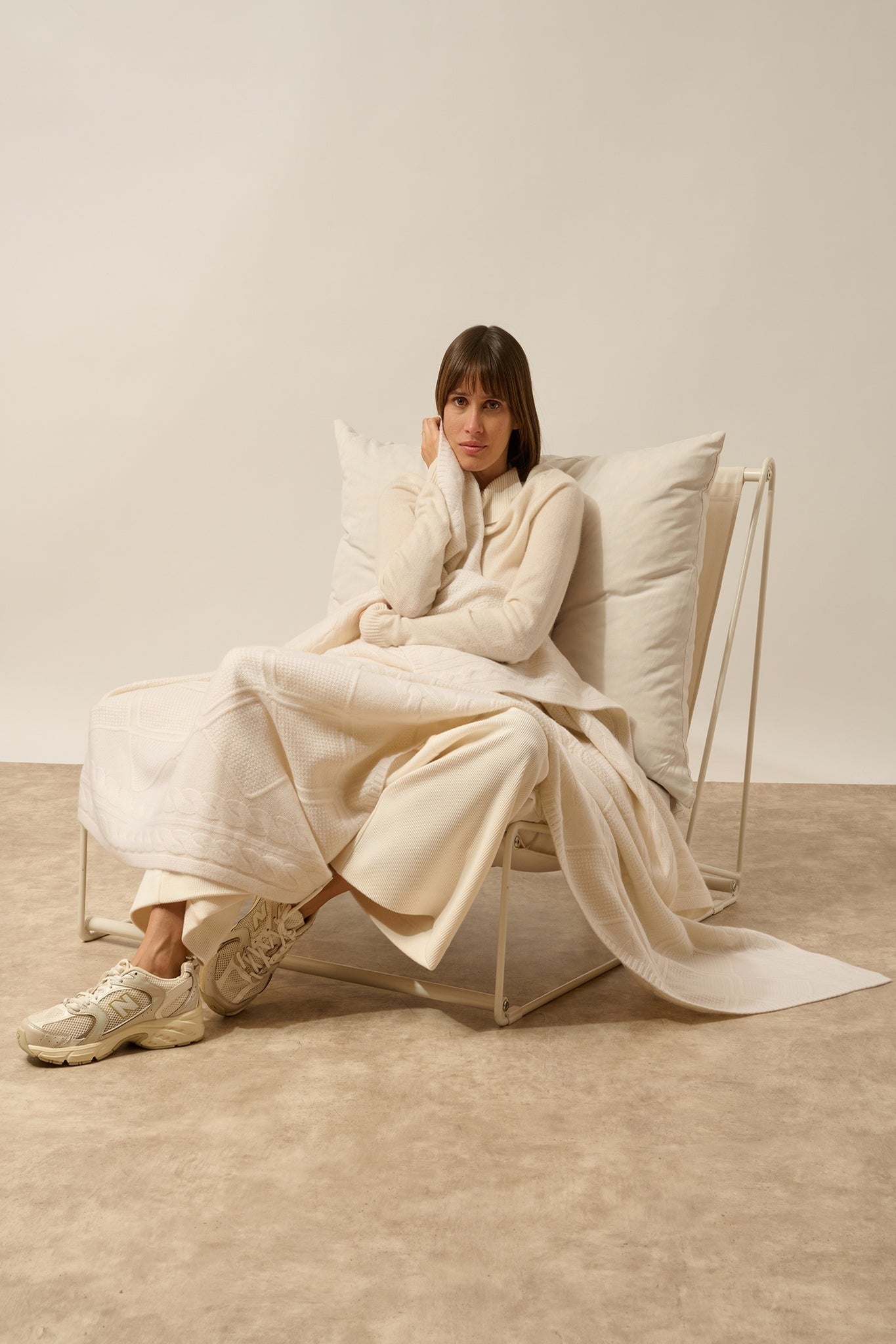 ANWEN plaid 8 fils neige