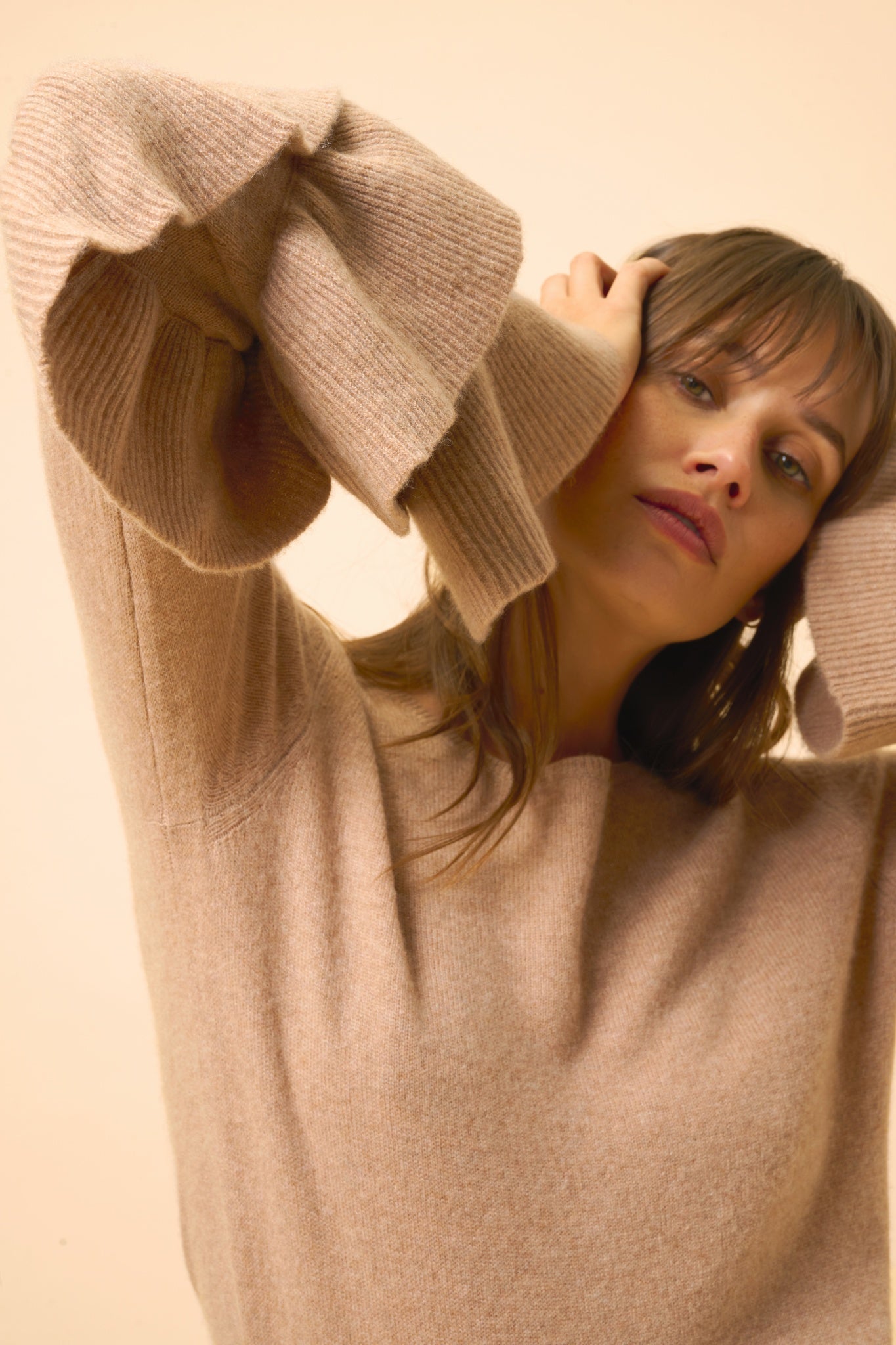 APPIN pull col rond camel chiné