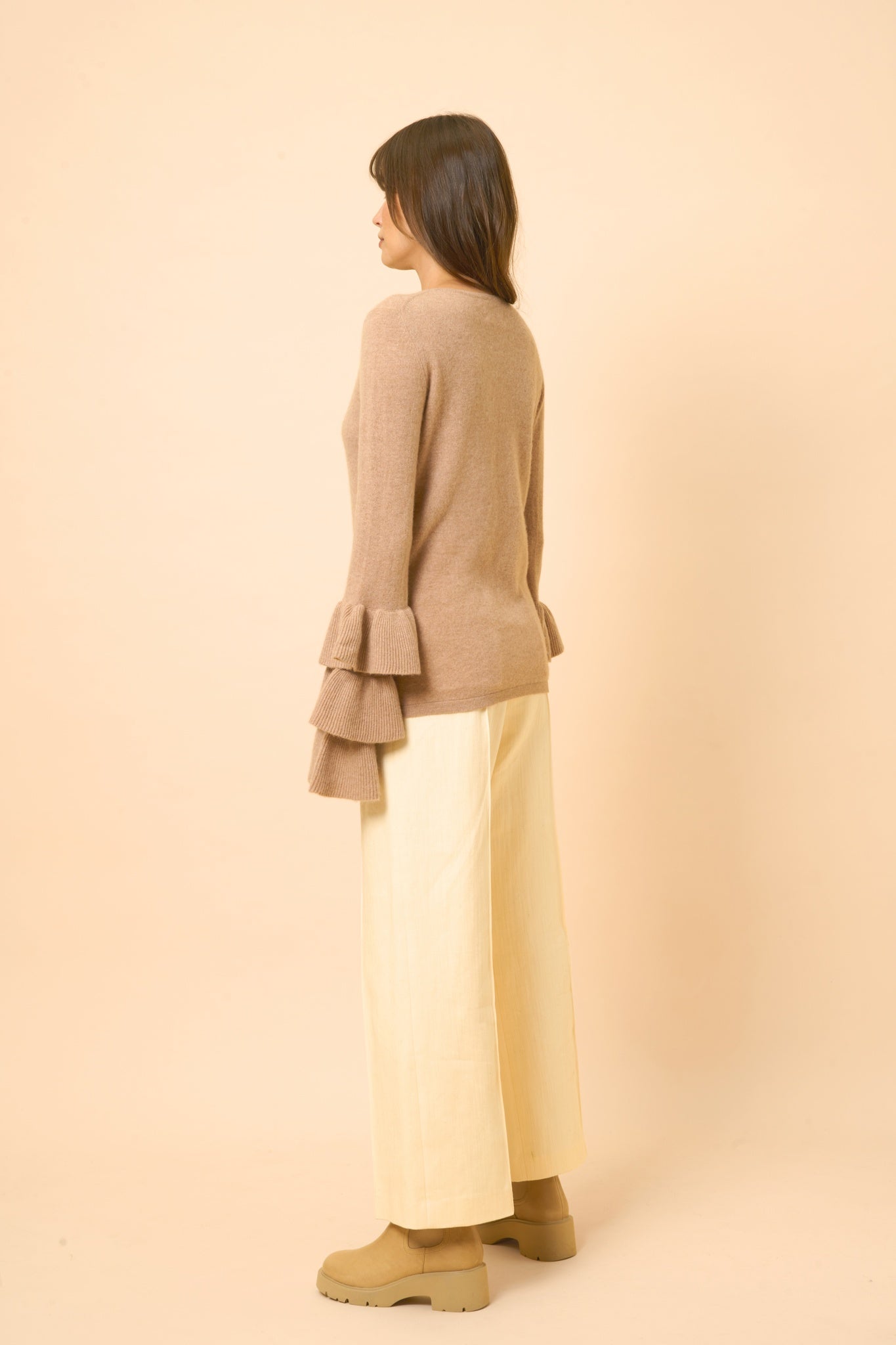 APPIN pull col rond camel chiné