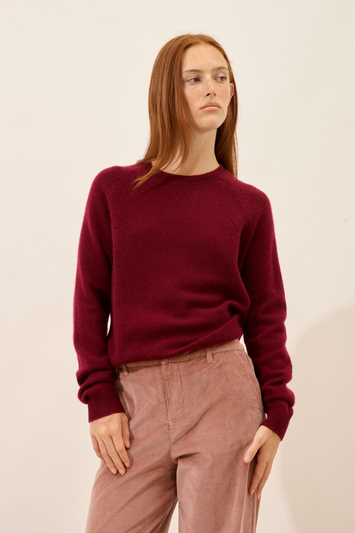 AREQUIPA pull col rond bordeaux