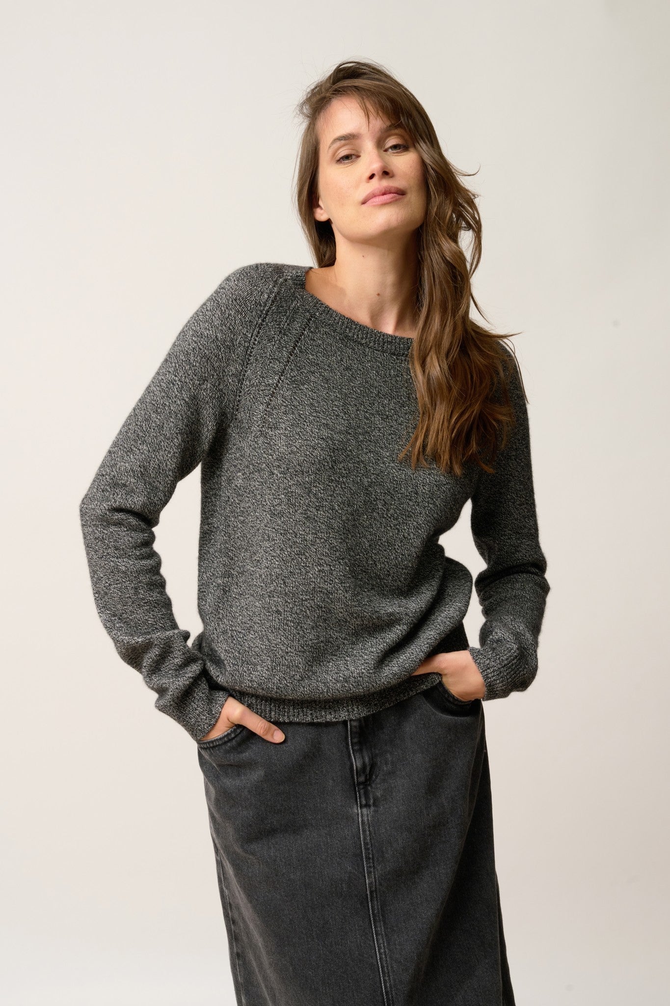 arequipa pull col rond noir/blanc
