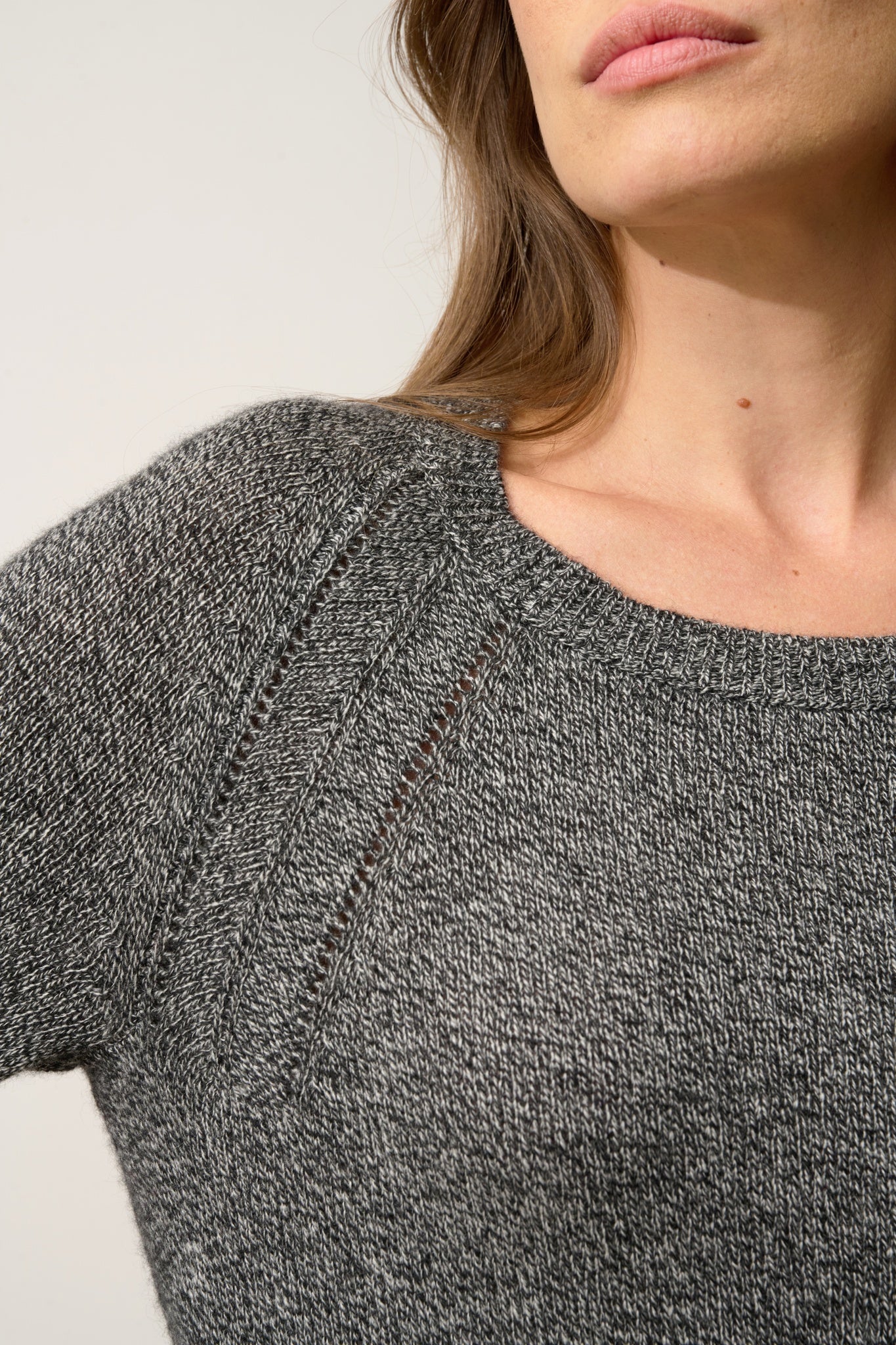 AREQUIPA pull col rond noir/blanc