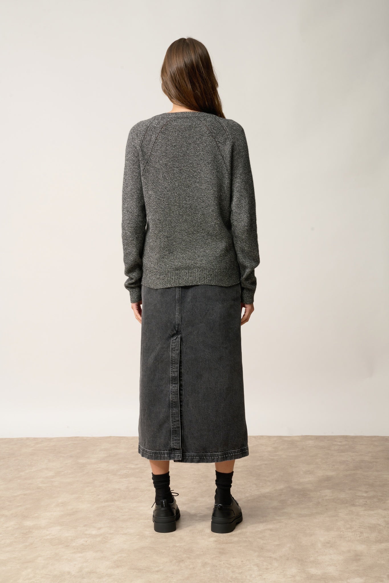 AREQUIPA pull col rond noir/blanc