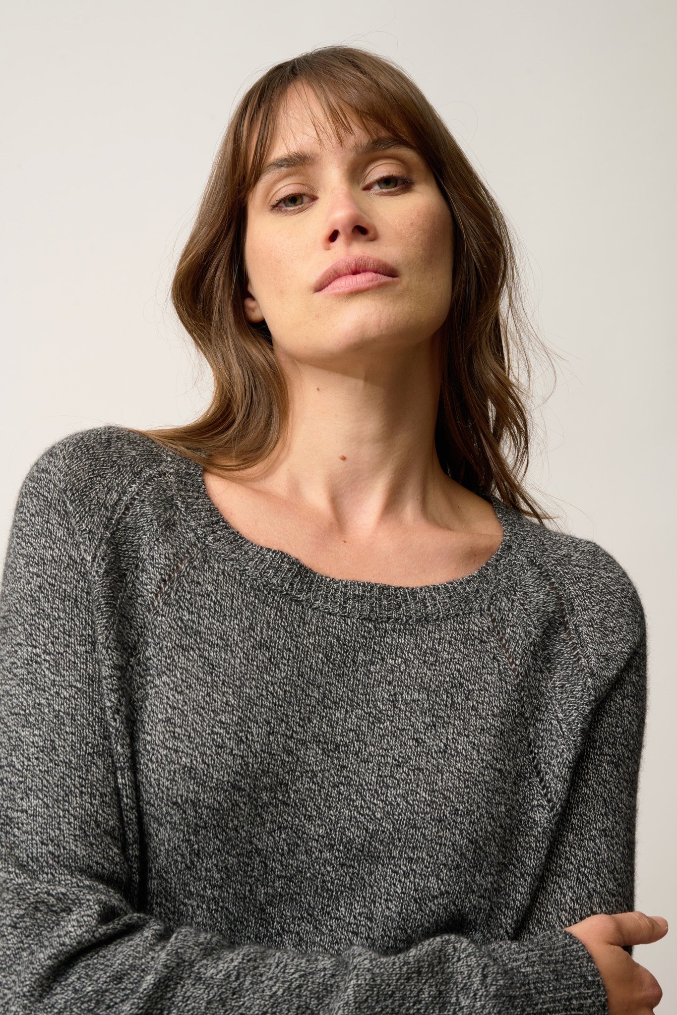 arequipa pull col rond noir/blanc