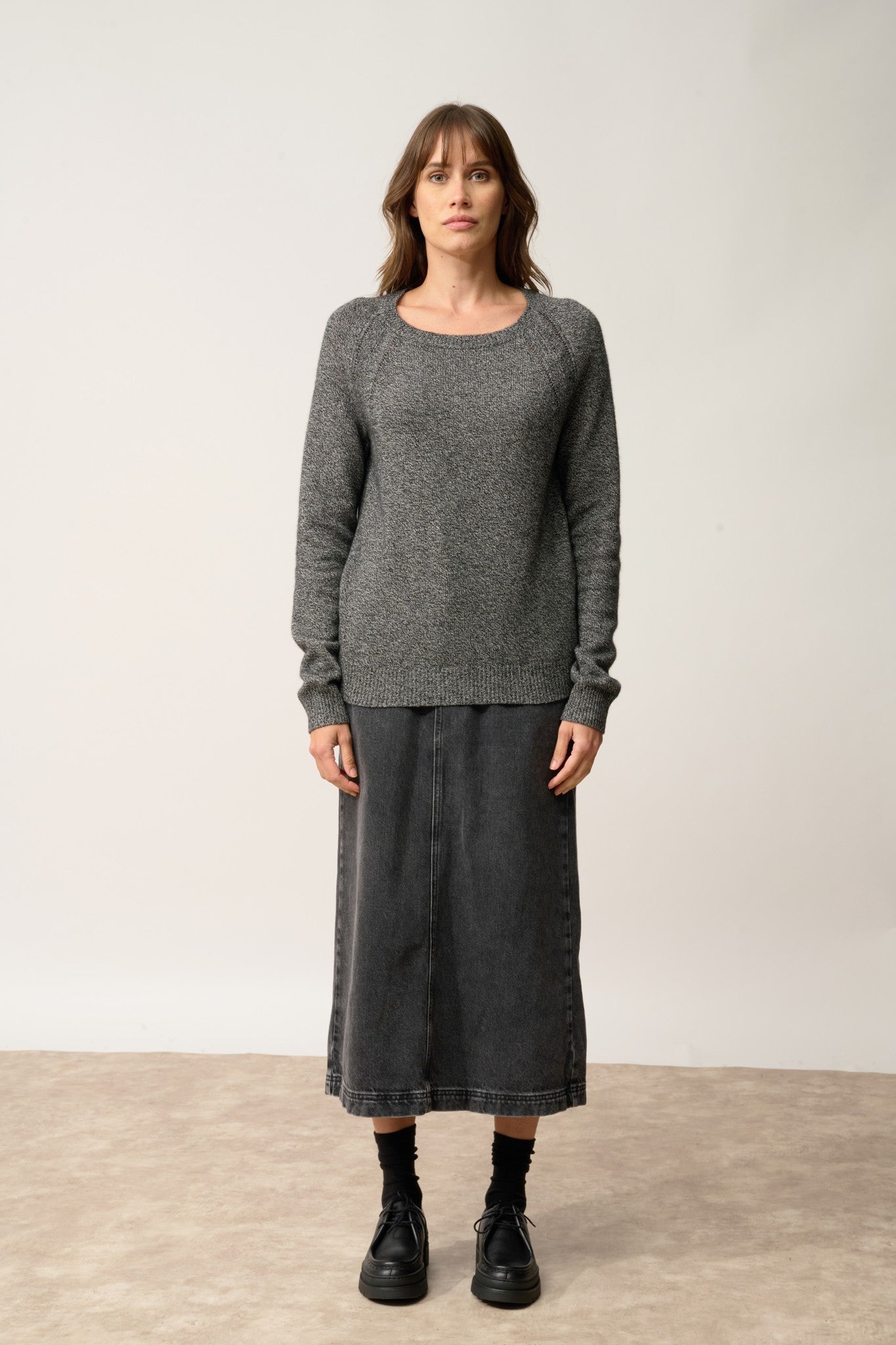 arequipa pull col rond noir/blanc