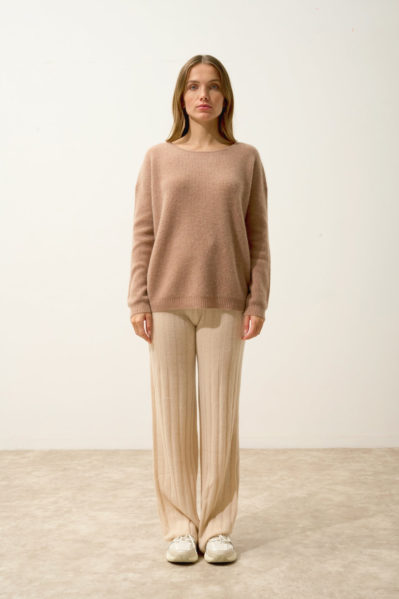 ARIANA pull col bateau camel chiné