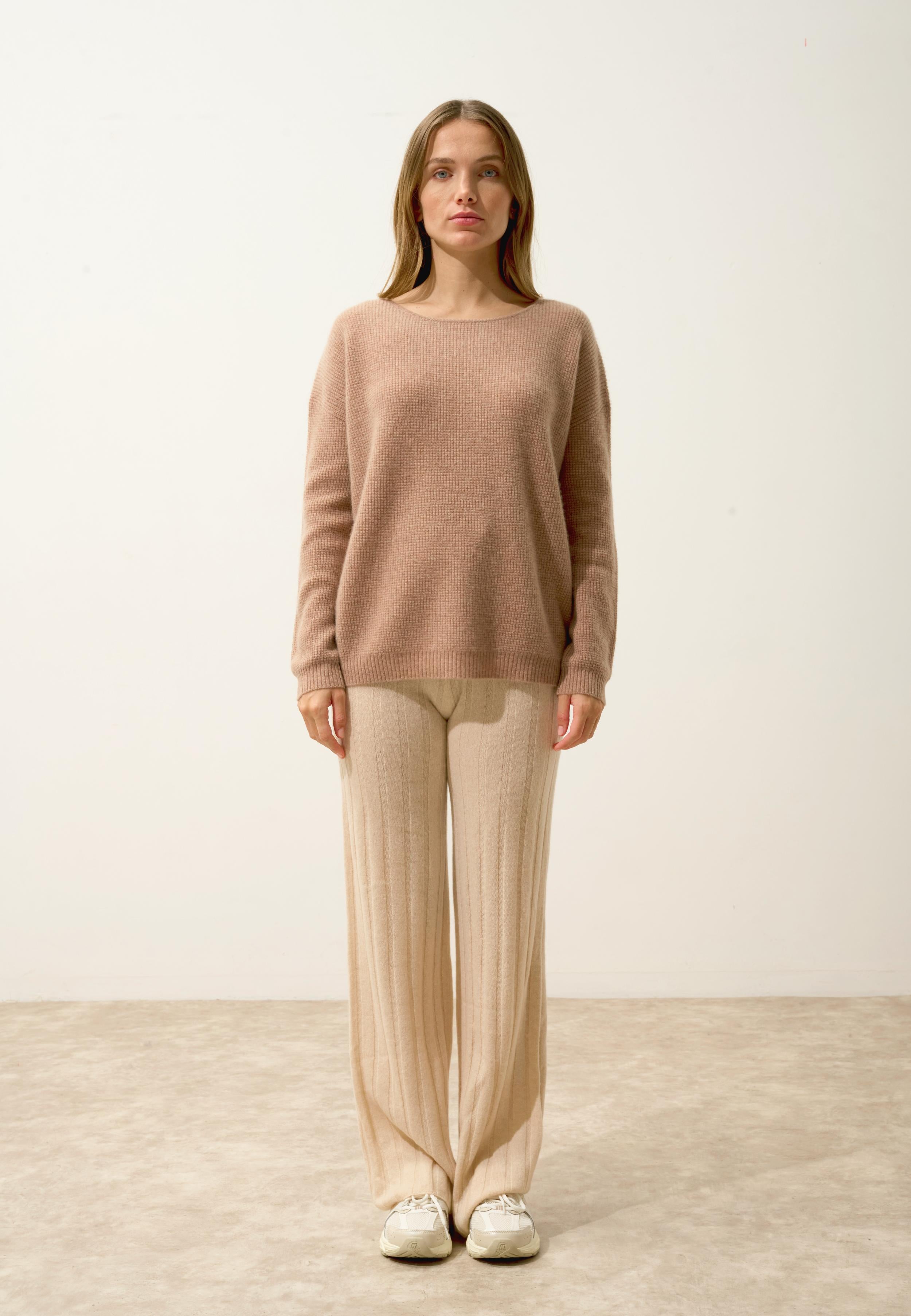 ARIANA boat-neck sweater camel mottled