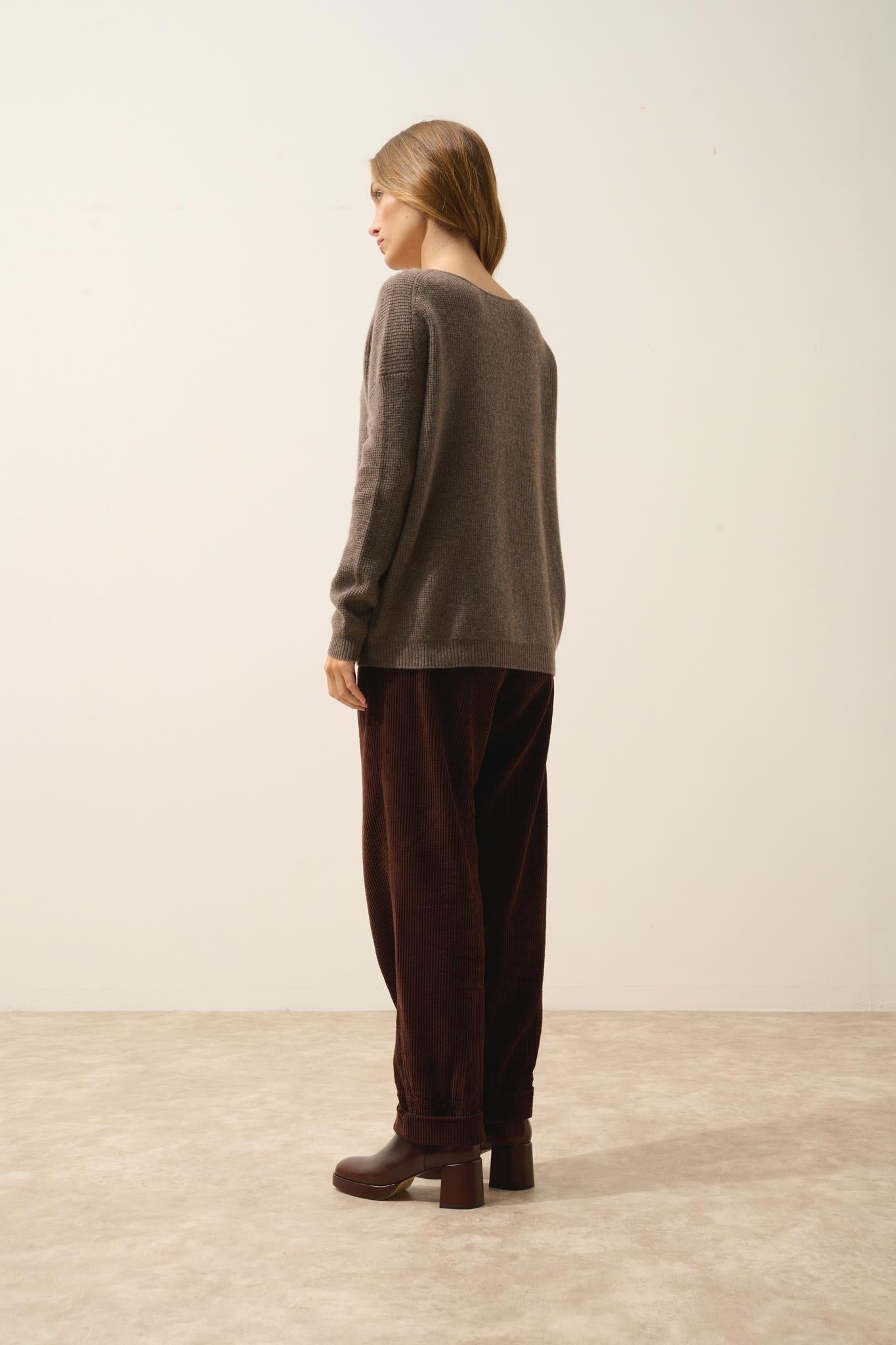 ARIANA taupe mottled boat-neck sweater