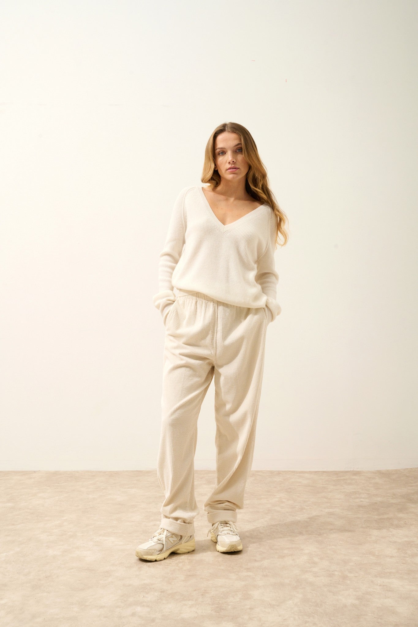 arista pull col v ivoire 100% cachemire