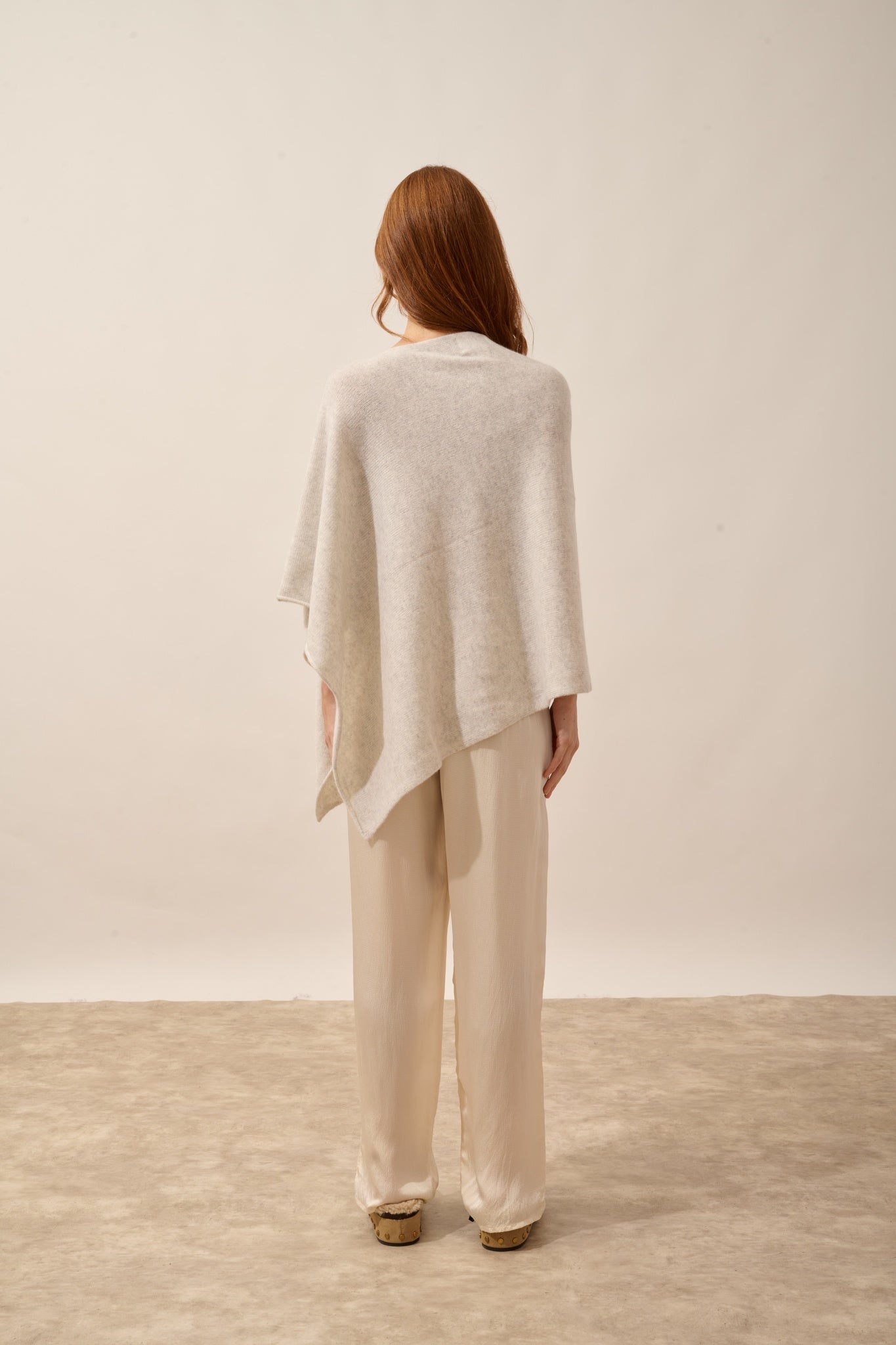 ASHLEY poncho 4 fils gris perle chiné