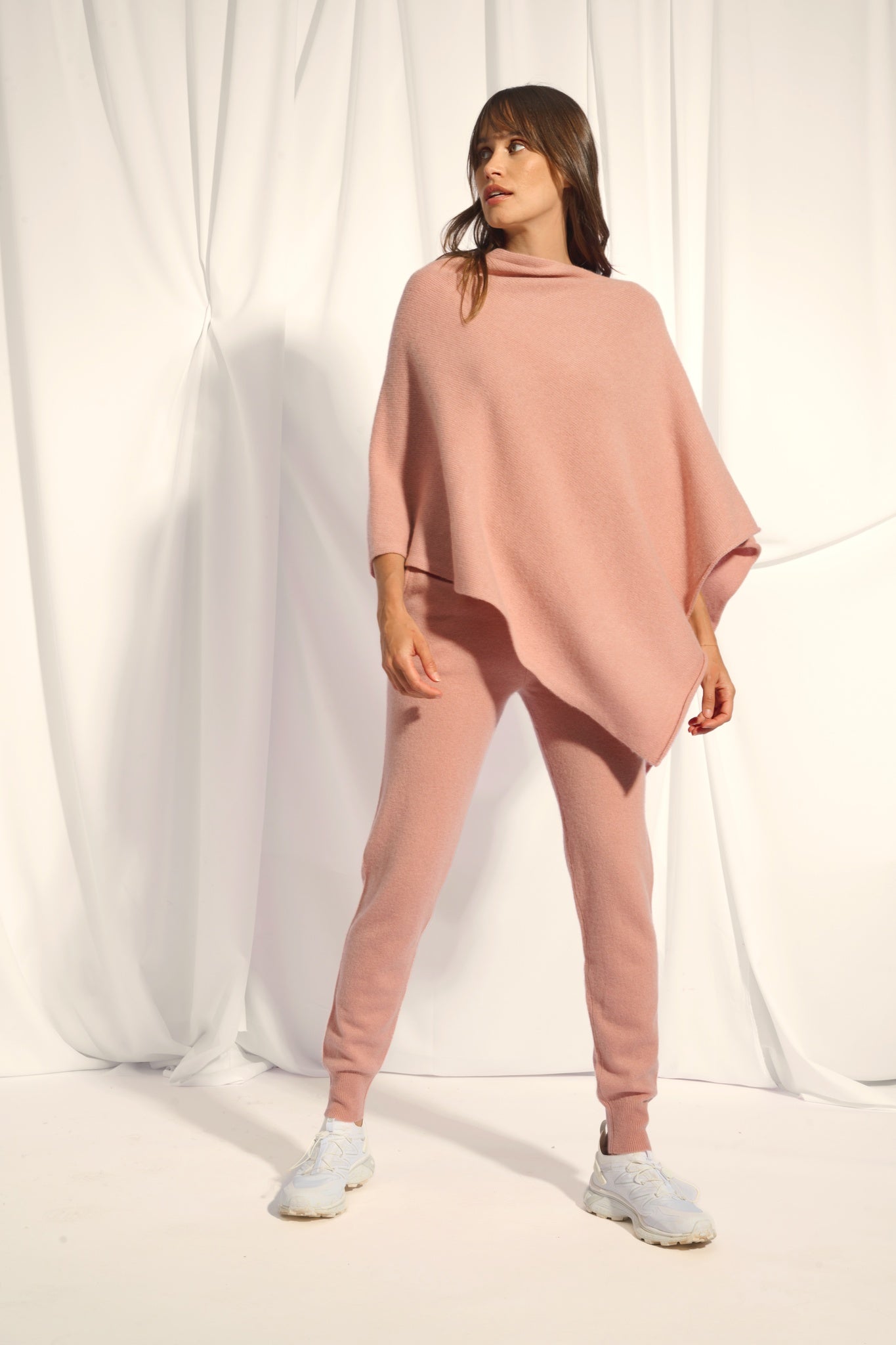 ASHLEY poncho col bateau bois de rose