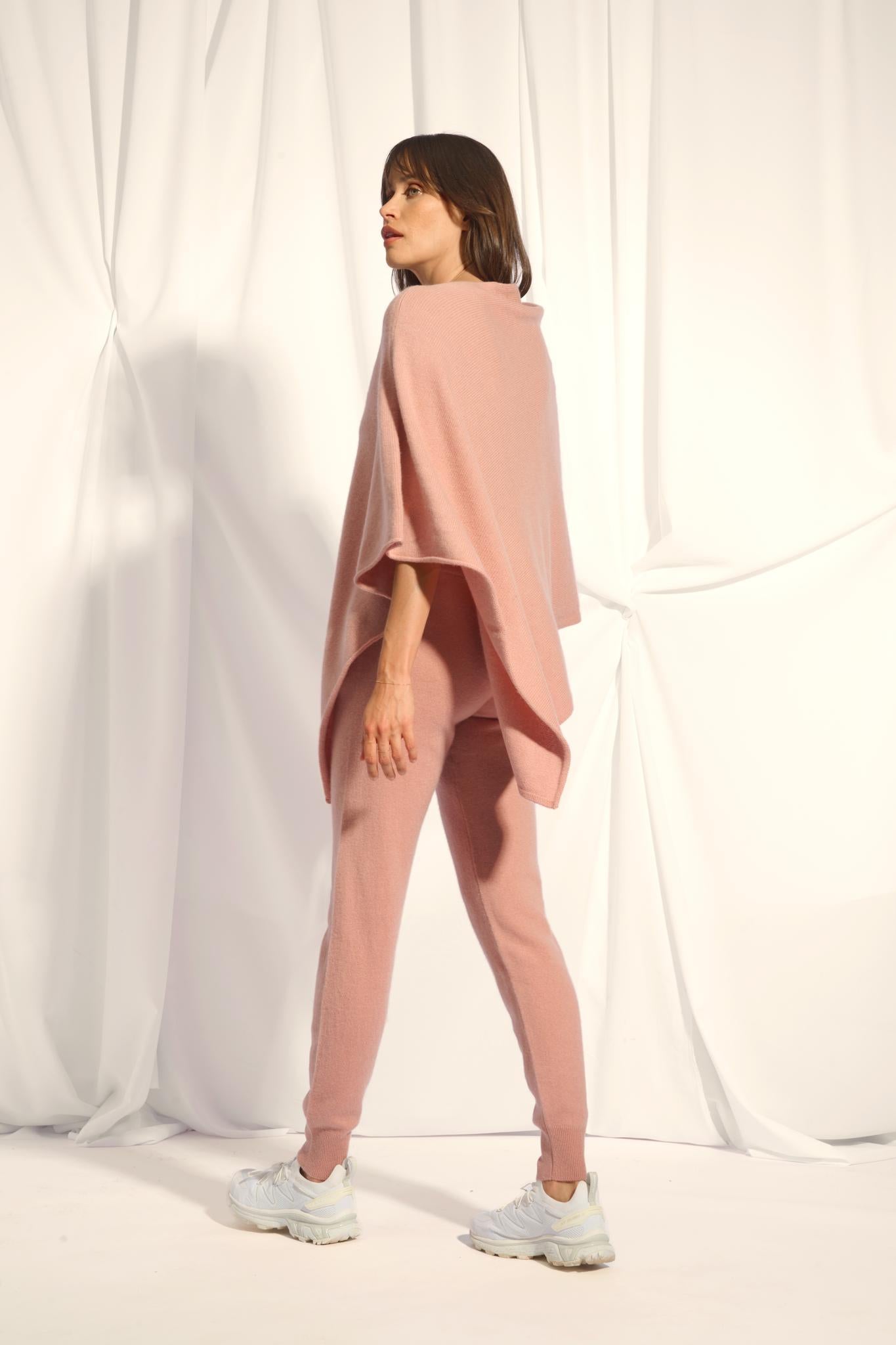 ASHLEY poncho boat neck rosewood