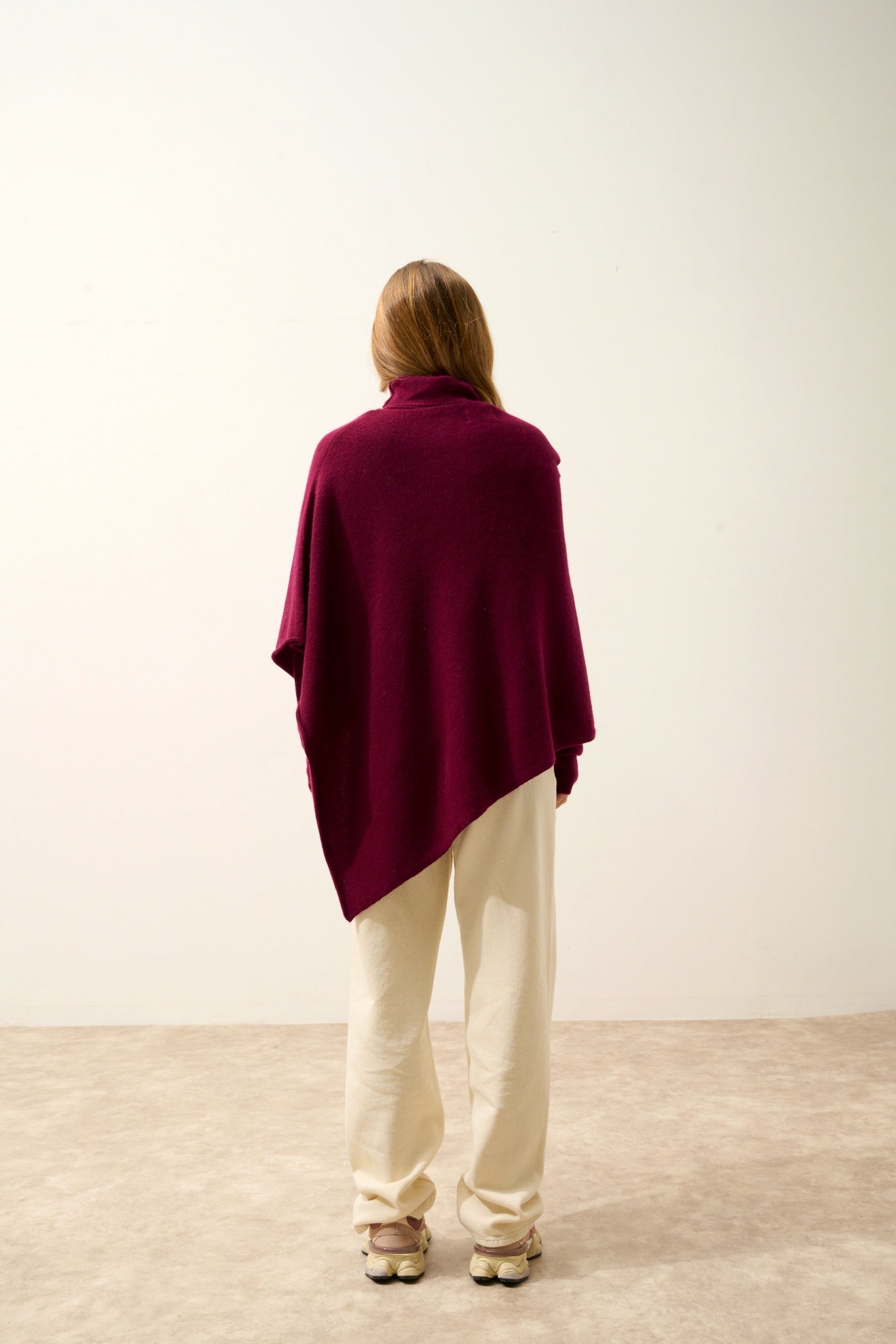 ASHLEY poncho col bateau bordeaux