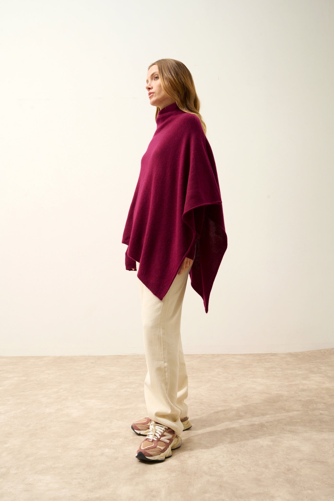ASHLEY poncho col bateau bordeaux