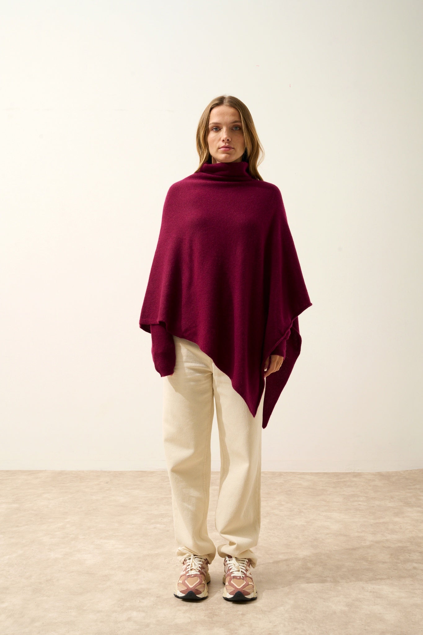 ASHLEY poncho col bateau bordeaux