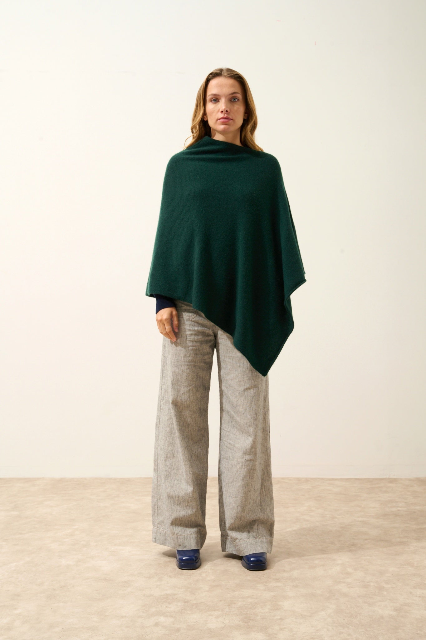 ASHLEY poncho boat neck cypress