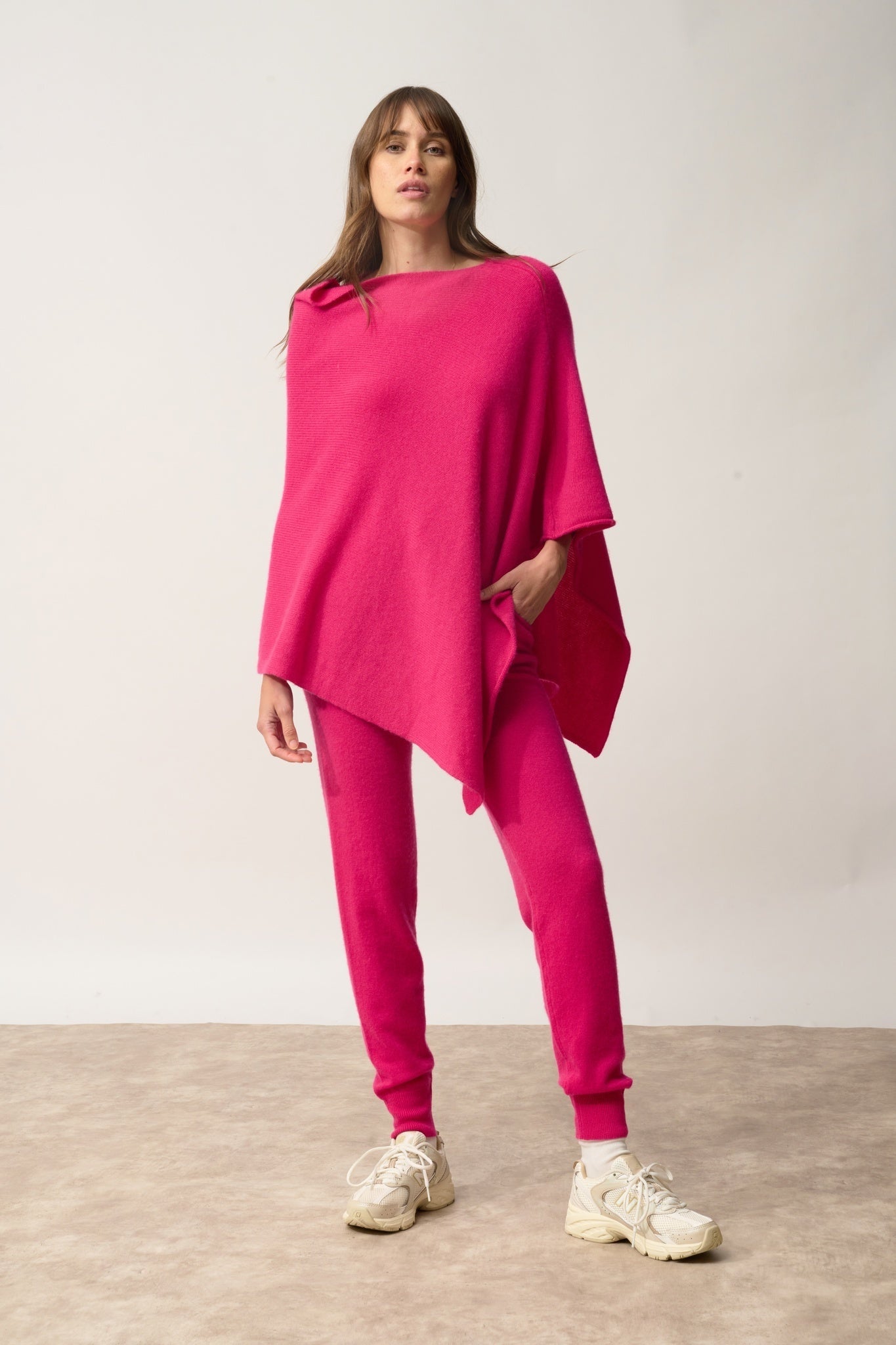 ASHLEY poncho col bateau fuchsia