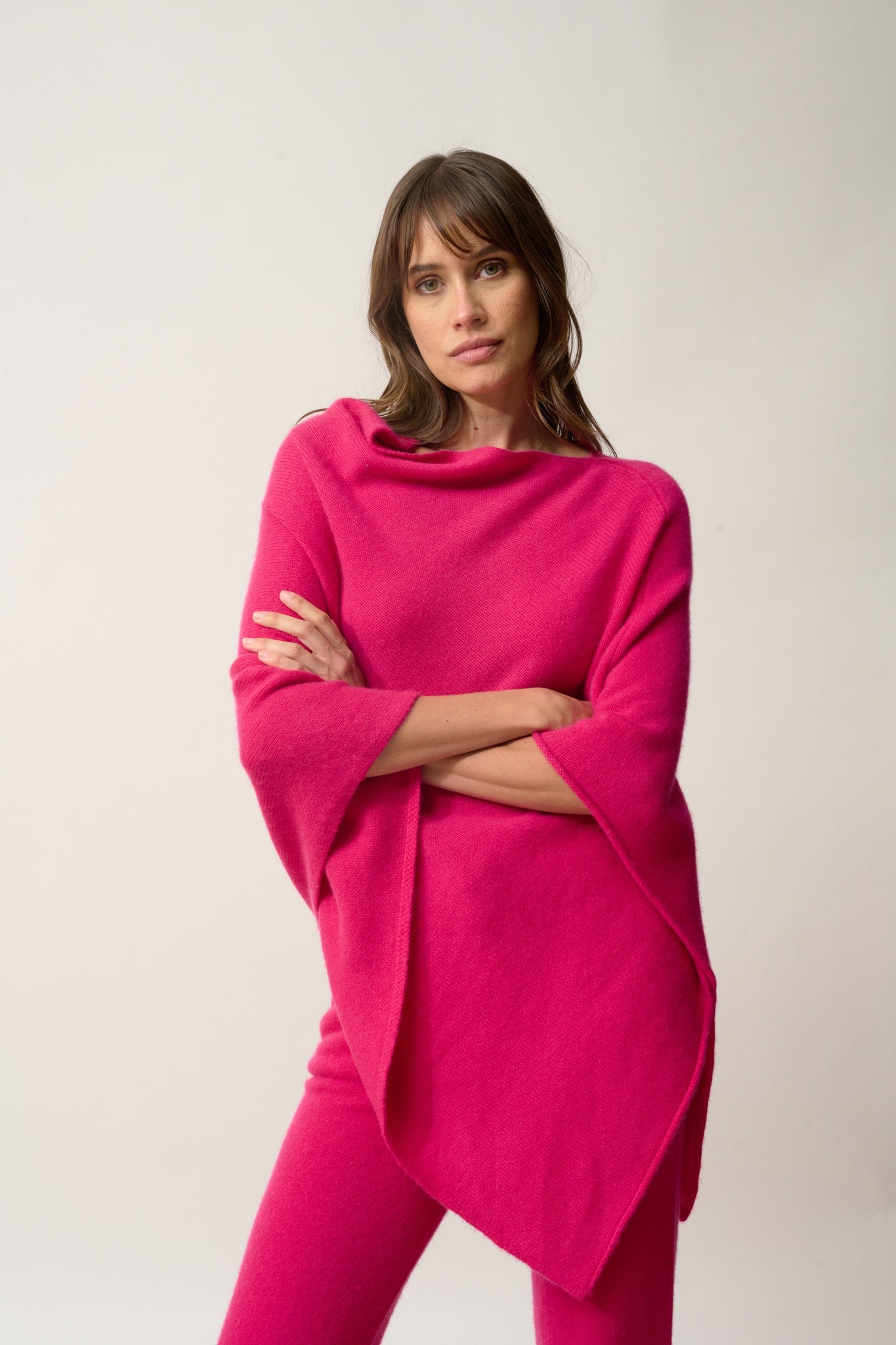 ASHLEY poncho col bateau fuchsia