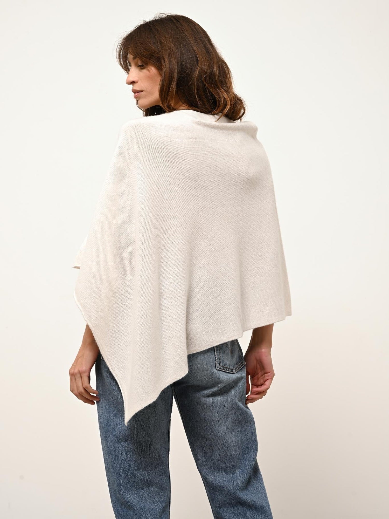 ASHLEY poncho col bateau ivoire