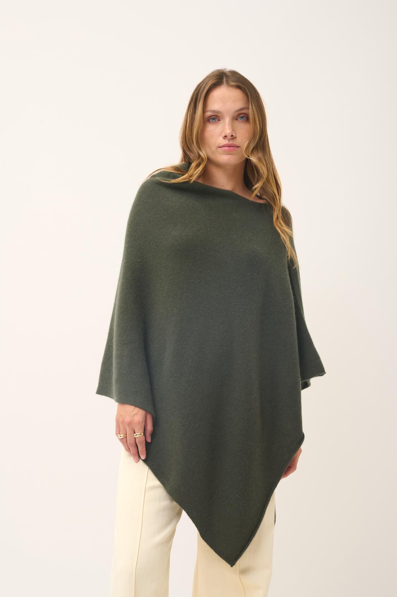 ASHLEY poncho col bateau kaki