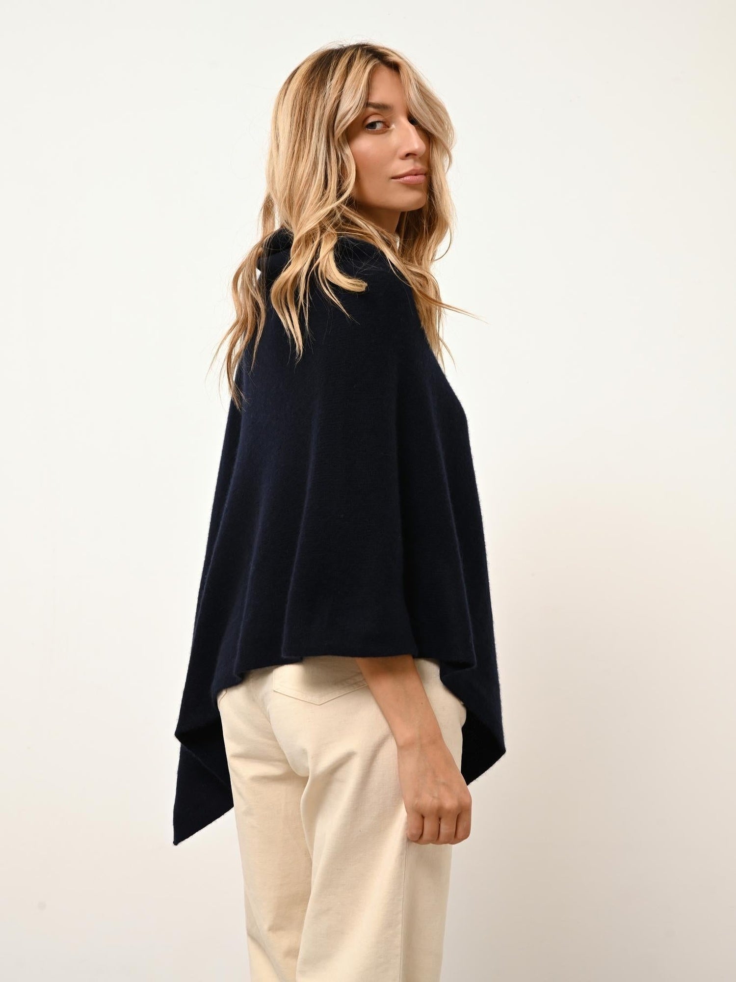ASHLEY poncho col bateau navy