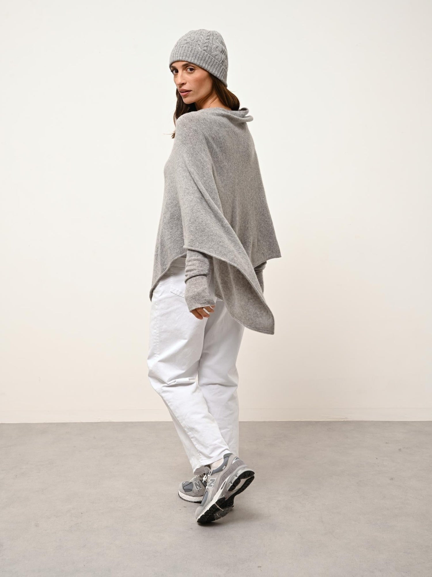 ASHLEY poncho col bateau nuage chiné