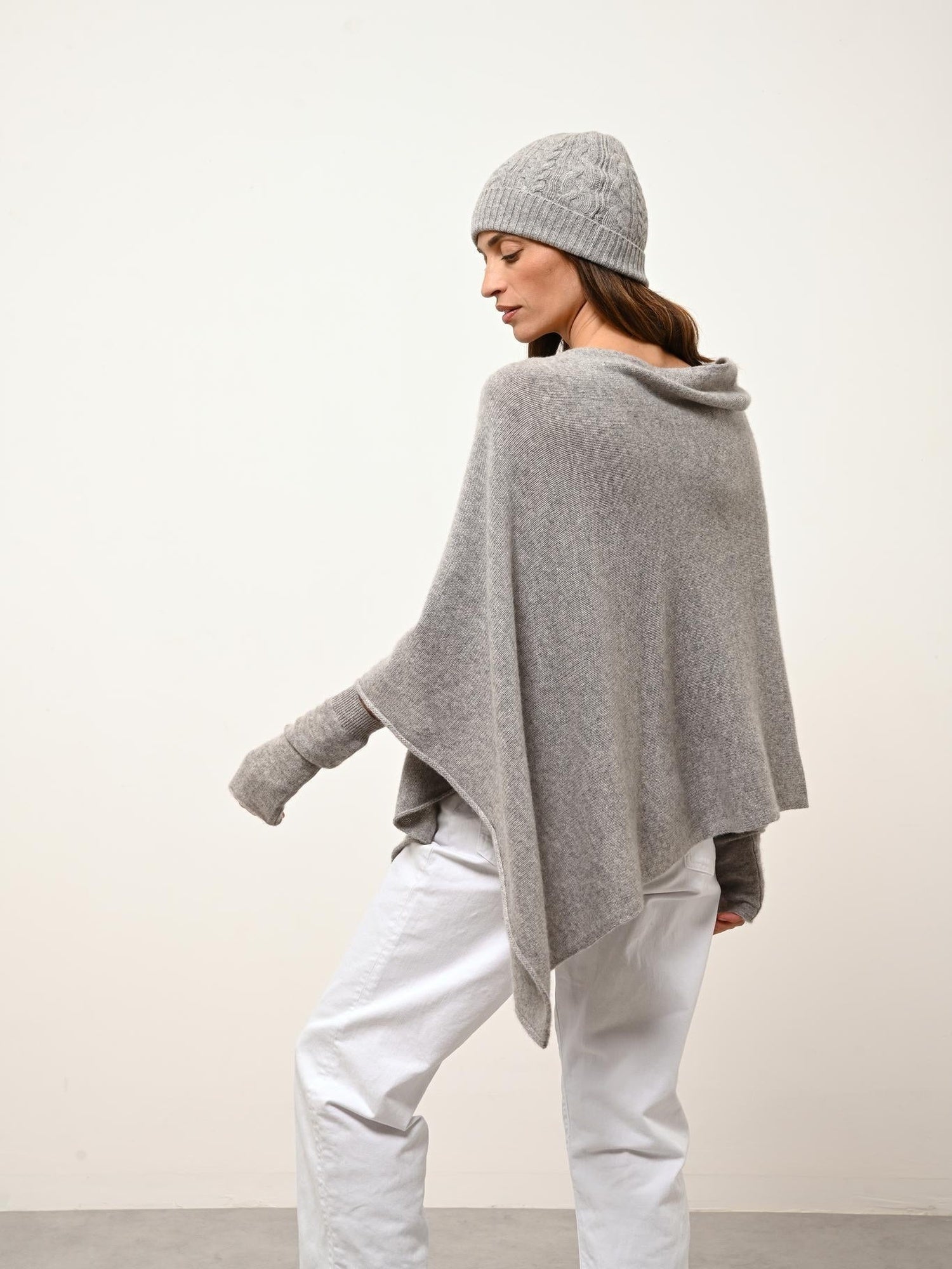 ASHLEY poncho col bateau nuage chiné