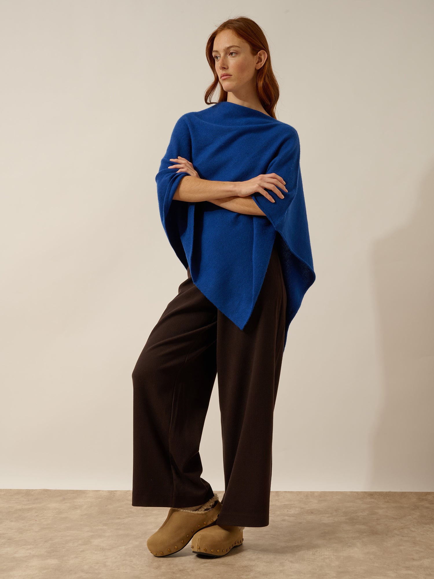 ASHLEY ultramarine boat-neck poncho