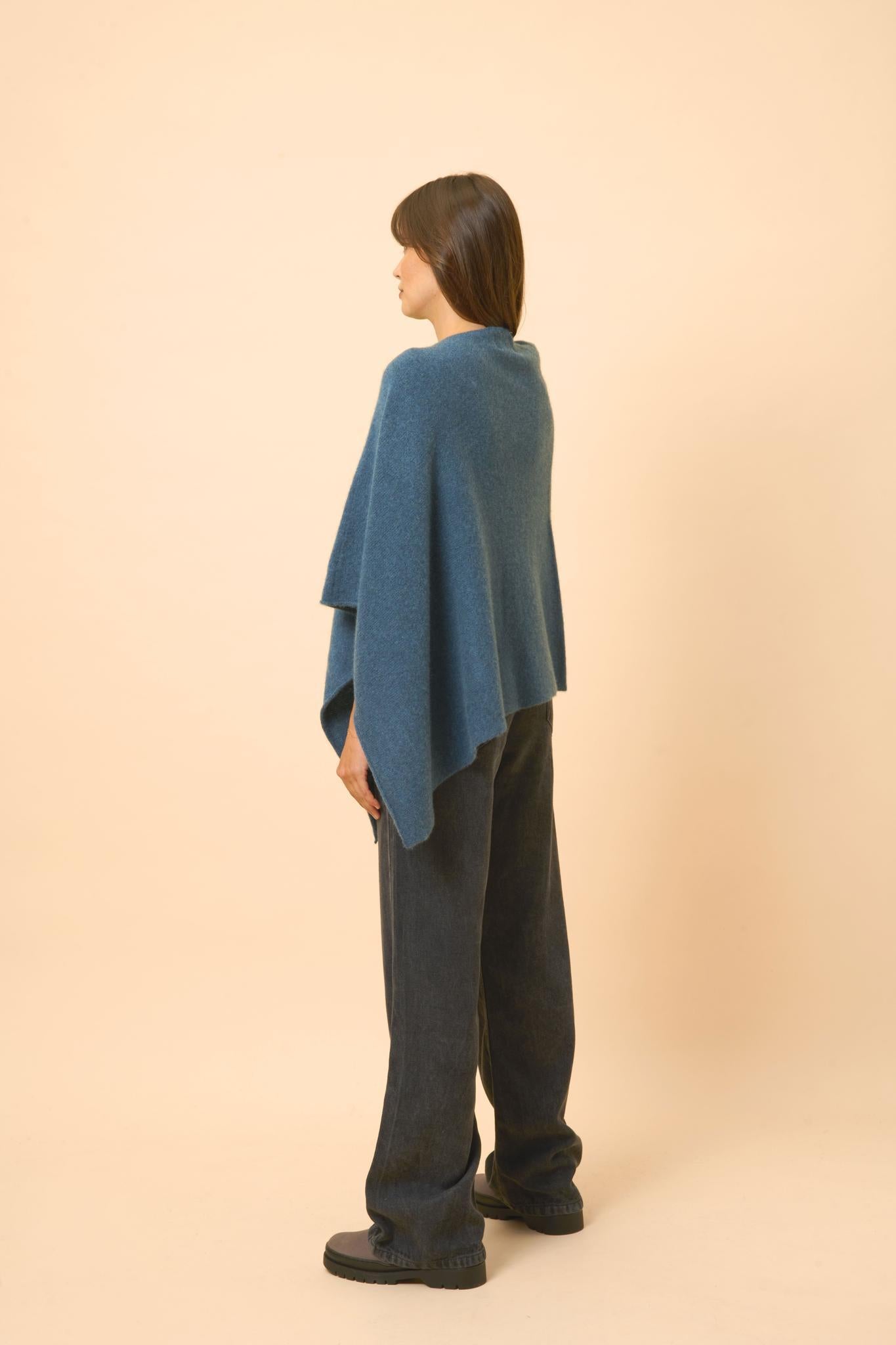 ASHLEY duck green mottled boat-neck poncho